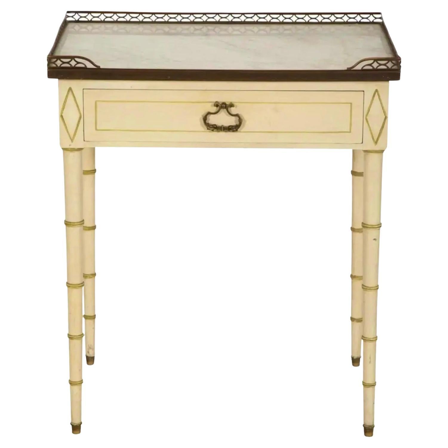 A Regency Style French Faux Bamboo Side Table For Sale