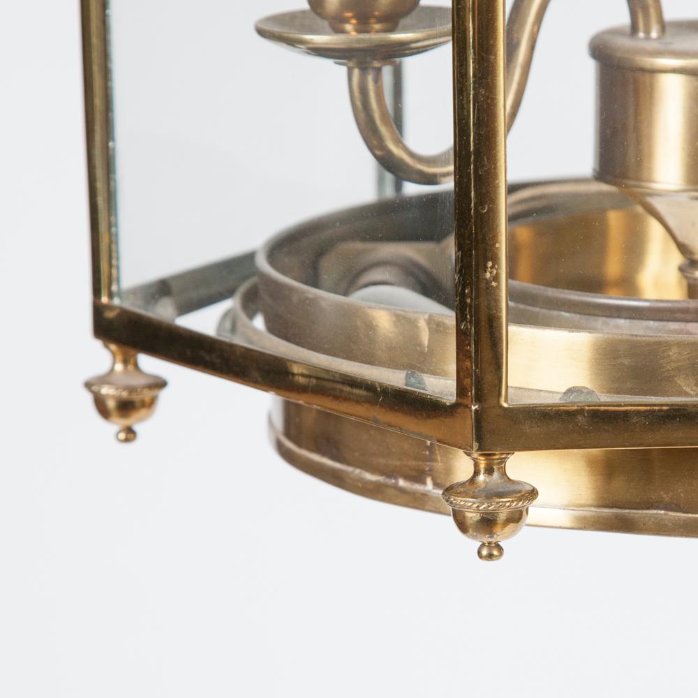 Brass Regency Style Hexagonal Hall Lantern For Sale