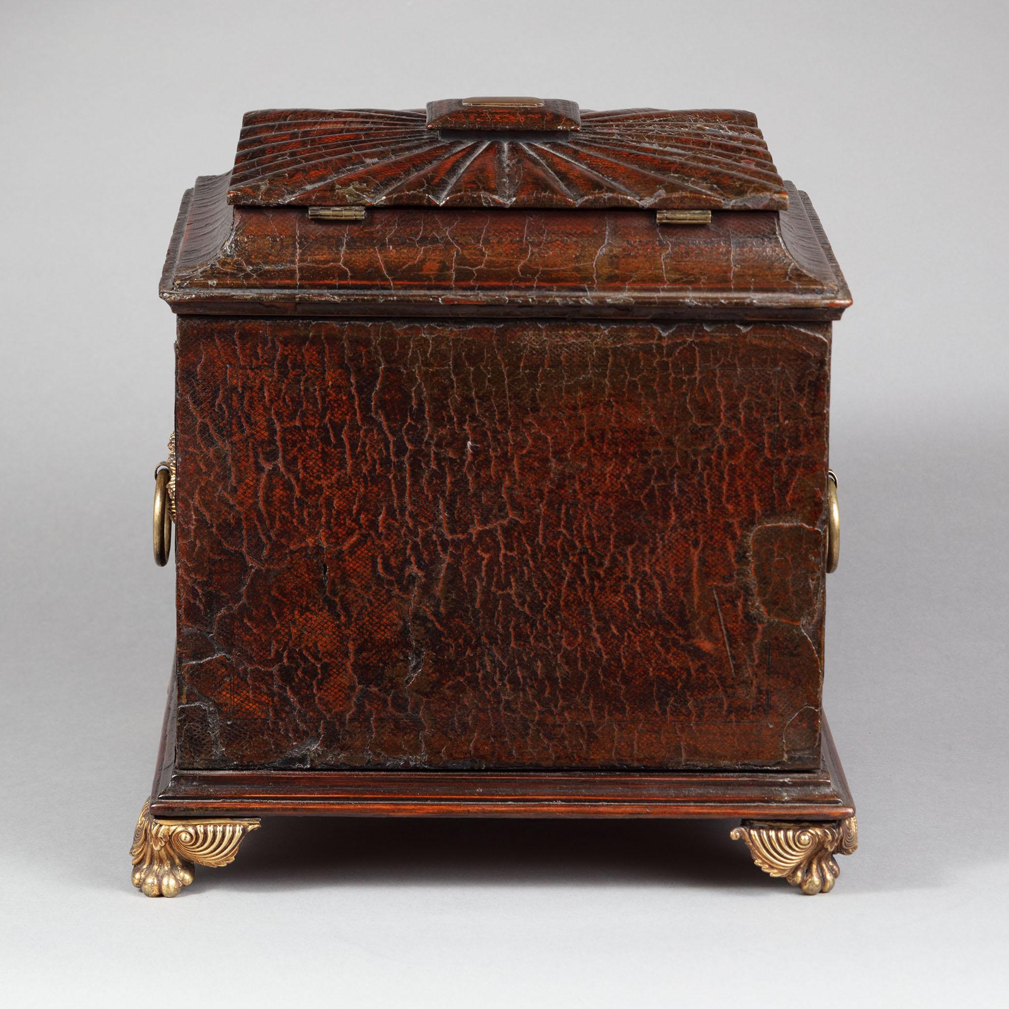 A Regency tooled and gathered leather casket, c.1820 For Sale 5