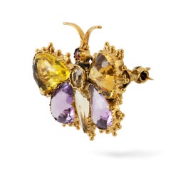 Regency Yellow Gold and Gemset Butterfly Brooch