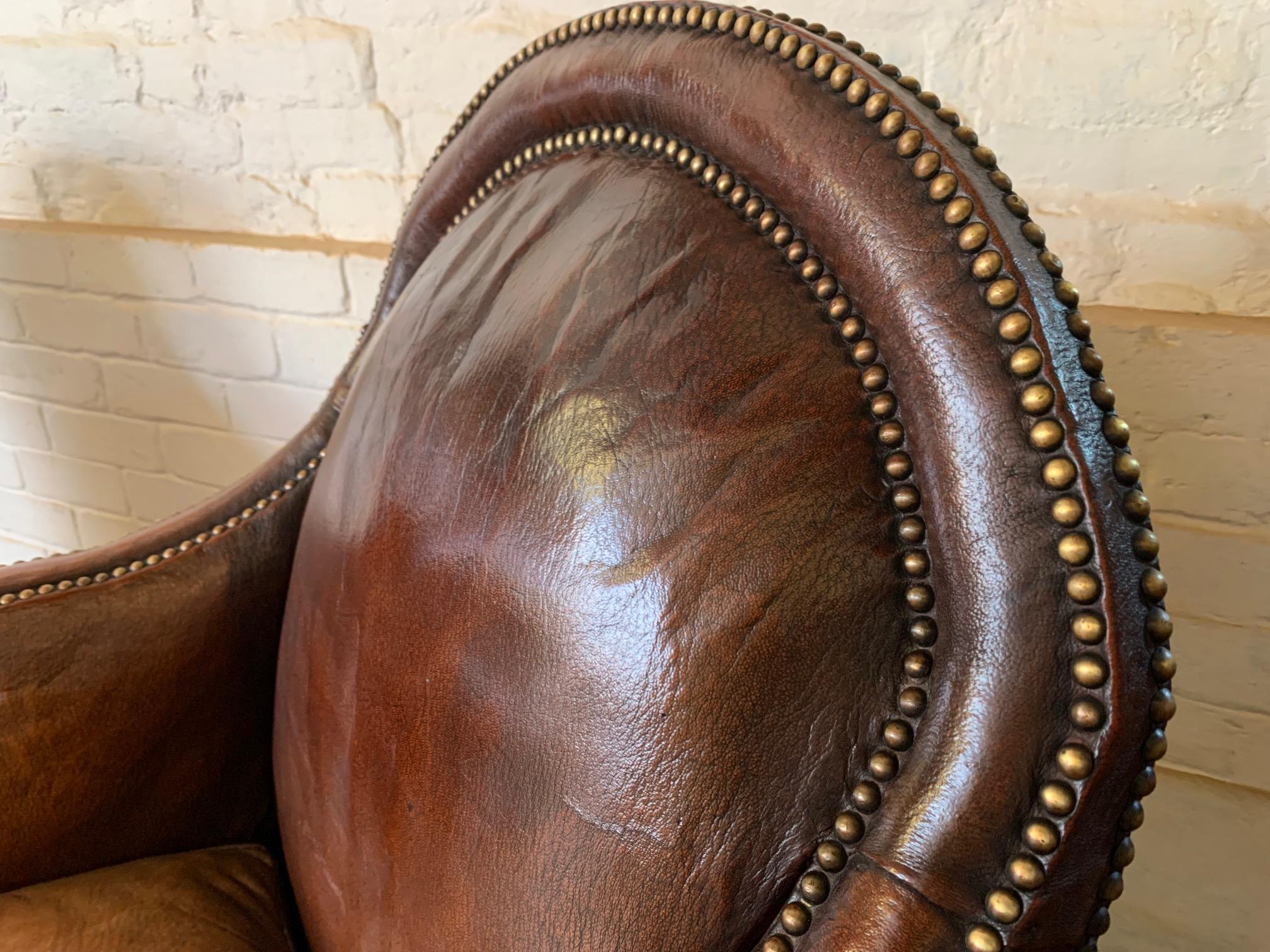 A Remarkable & Very Rare Pair of Original French Leather Club Chairs, Circa 1910 6