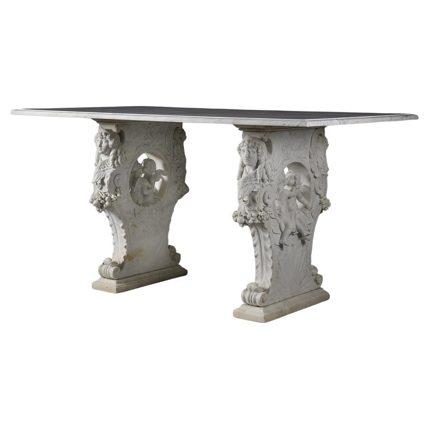 A Renaissance Revival Carved Marble Centre Table