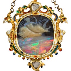 Renaissance Revival Carved Opal Cameo Pendant
