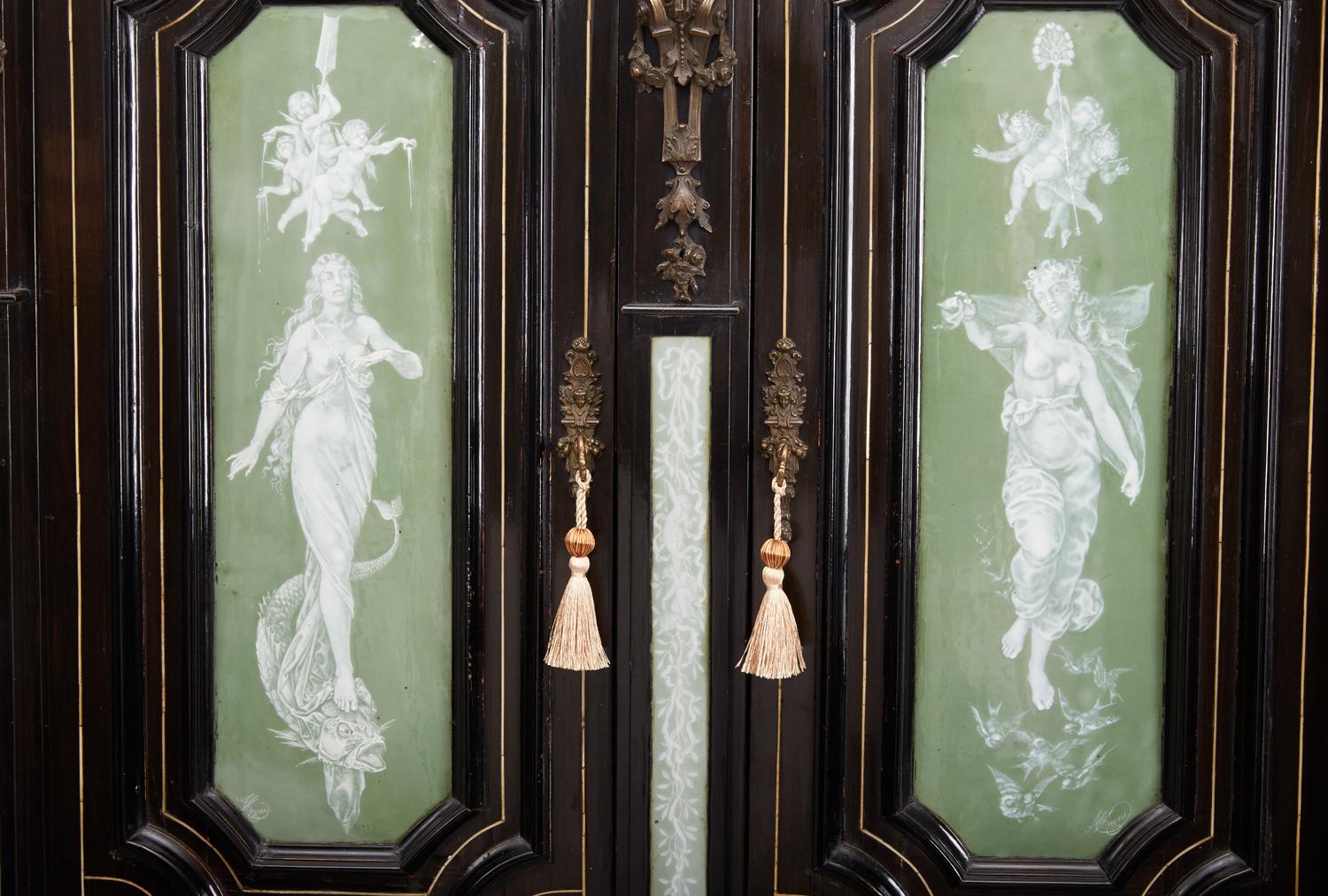 Renaissance Revival Ebonized Cabinet with Exquisite Enameled Copper 5