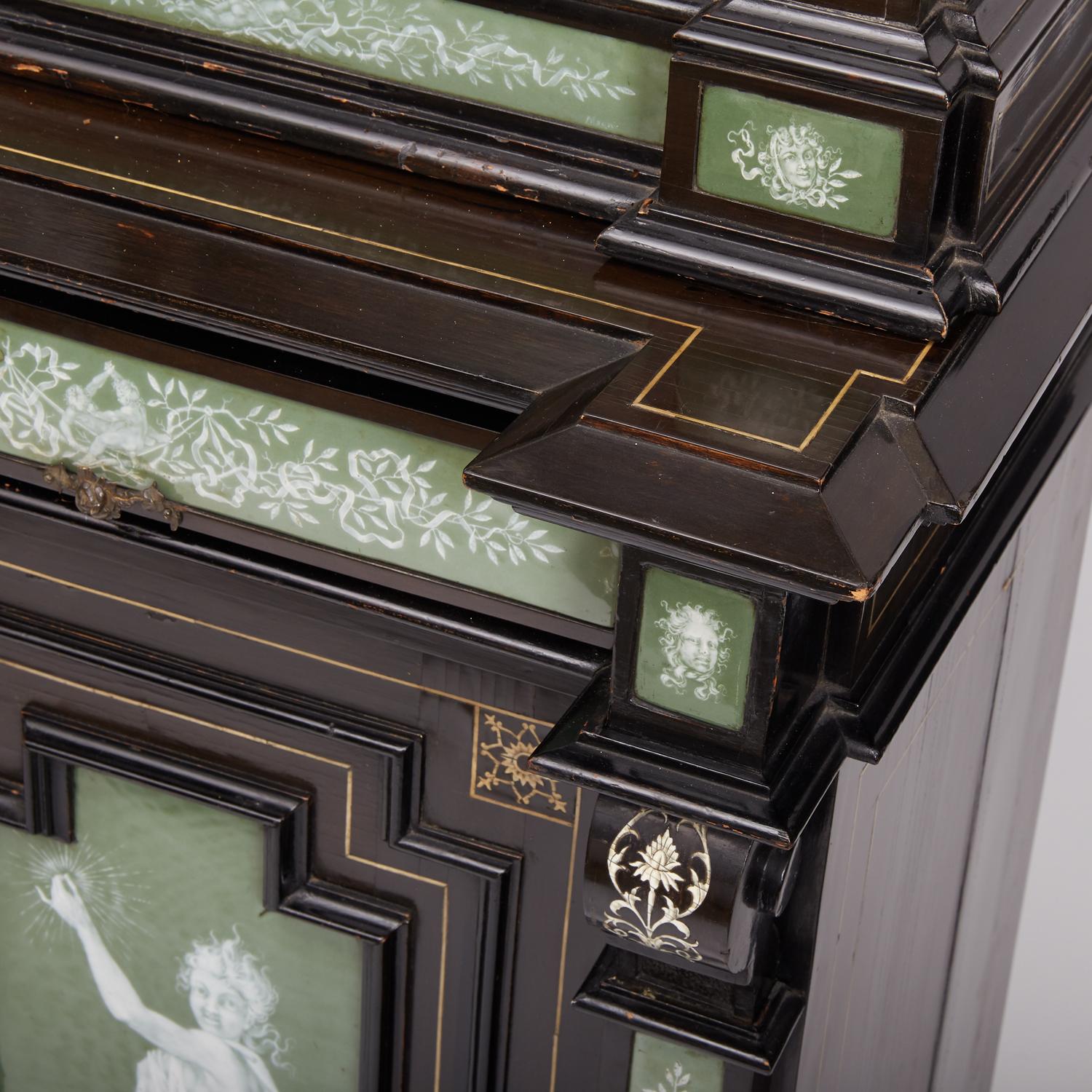 19th Century Renaissance Revival Ebonized Cabinet with Exquisite Enameled Copper