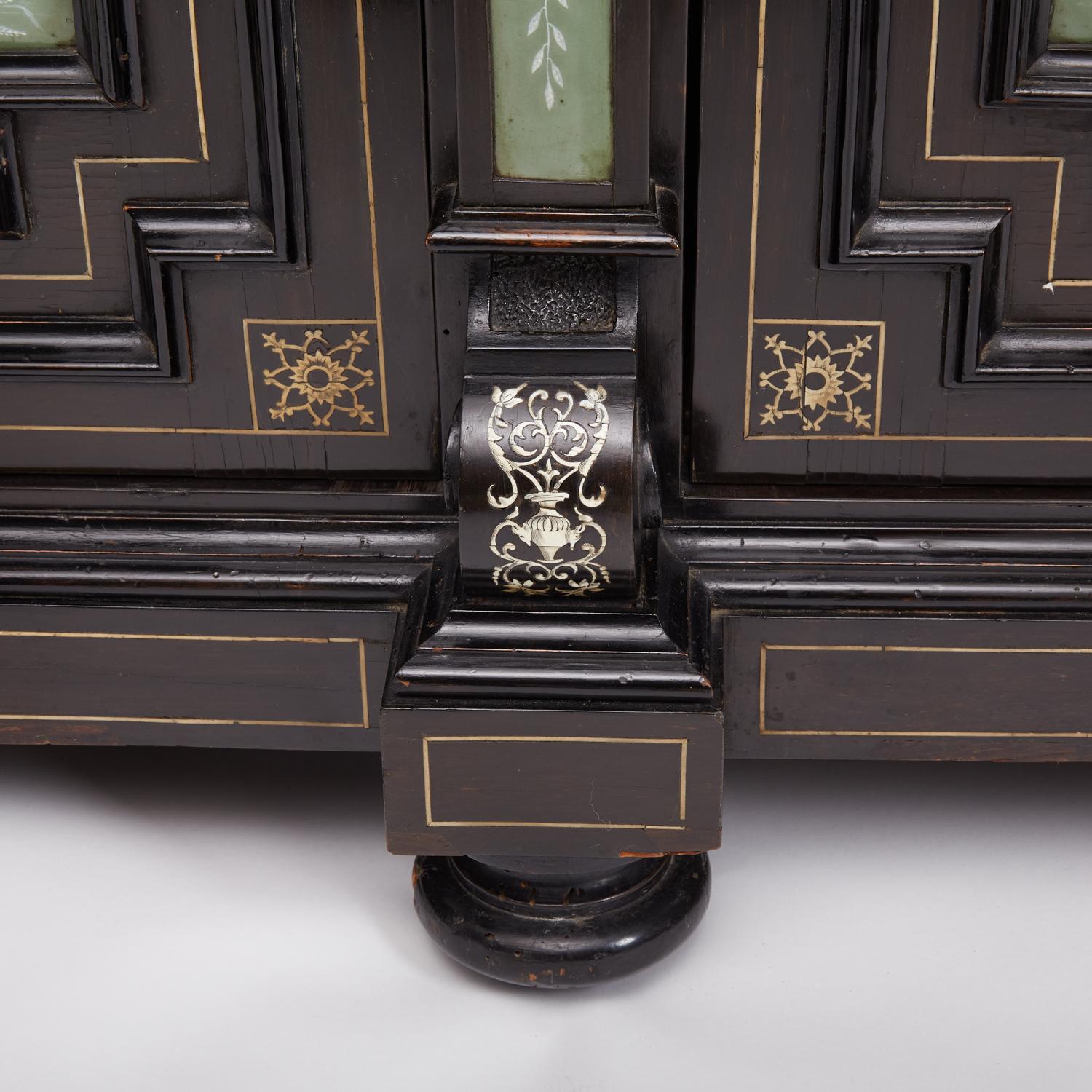 Renaissance Revival Ebonized Cabinet with Exquisite Enameled Copper 2