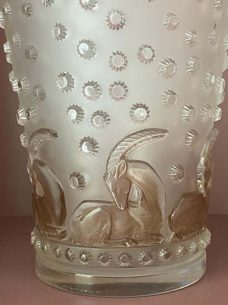 Molded A Rene Lalique Ajaccio  Art Deco Glass vase  For Sale