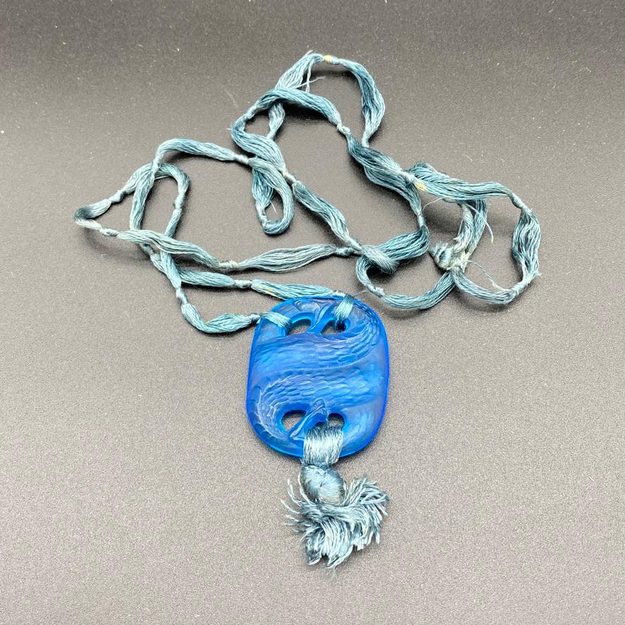 Early 20th Century Rene Lalique Art Deco Snake Pendant For Sale