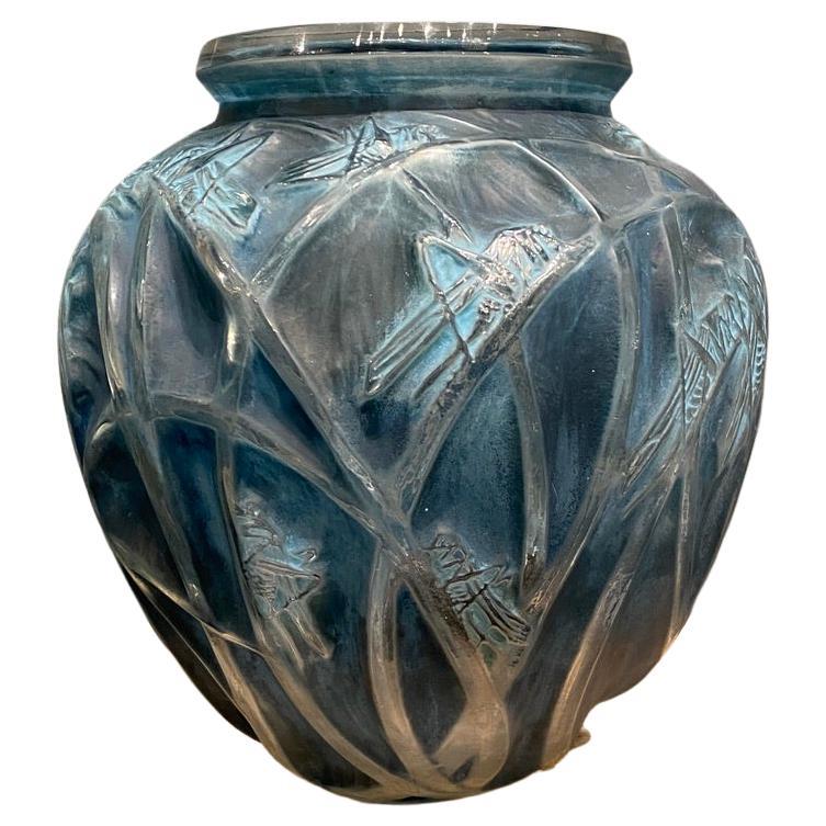 René Lalique  Art Nouveau Criquet Vase in Patinated Glass
