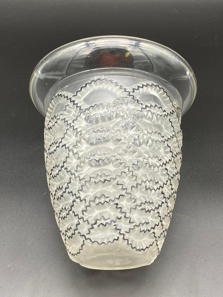 Molded A Rene Lalique Enameled Glass vase , Guirlandes. For Sale