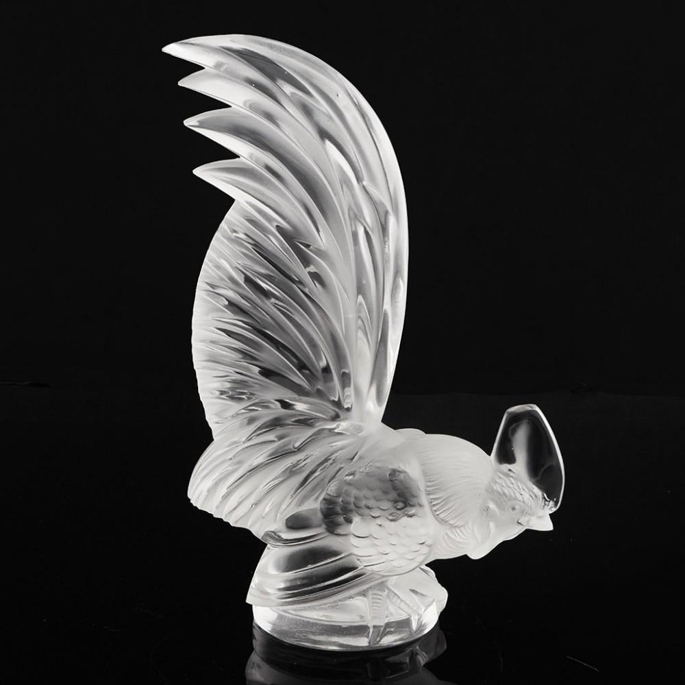 Art Deco A Rene Lalique Frosted and Polished Coq Nain Car Mascot, Designed 1928 For Sale