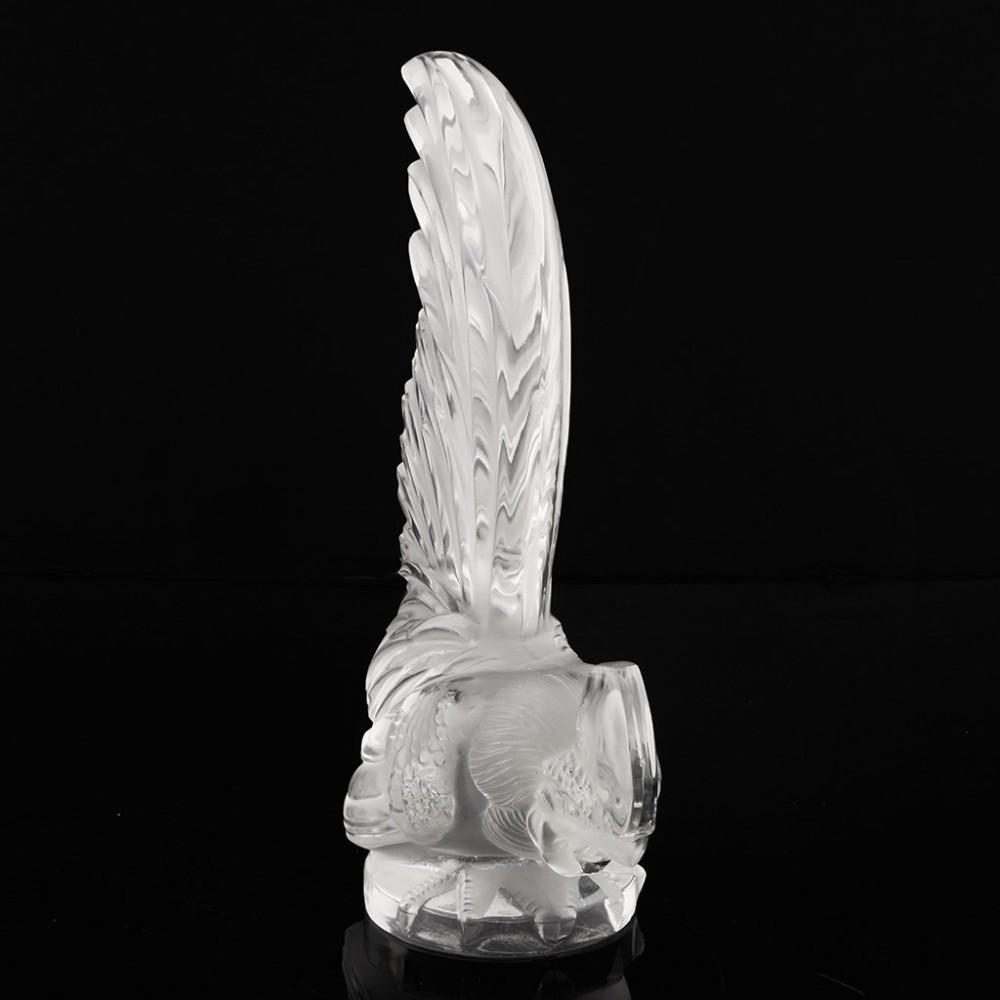 French A Rene Lalique Frosted and Polished Coq Nain Car Mascot, Designed 1928 For Sale