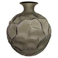 Antique A René Lalique Glass Vase "Ormeaux" made in grey glass Circa 1926.