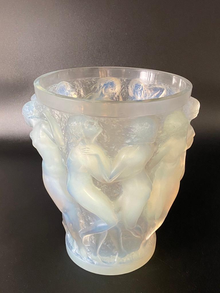 Molded A René LALIQUE Opalescent Glass  Bacchantes Vase  For Sale