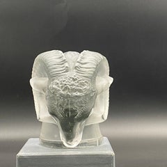 A Rene lalique Ram Glass Art Deco Mascot