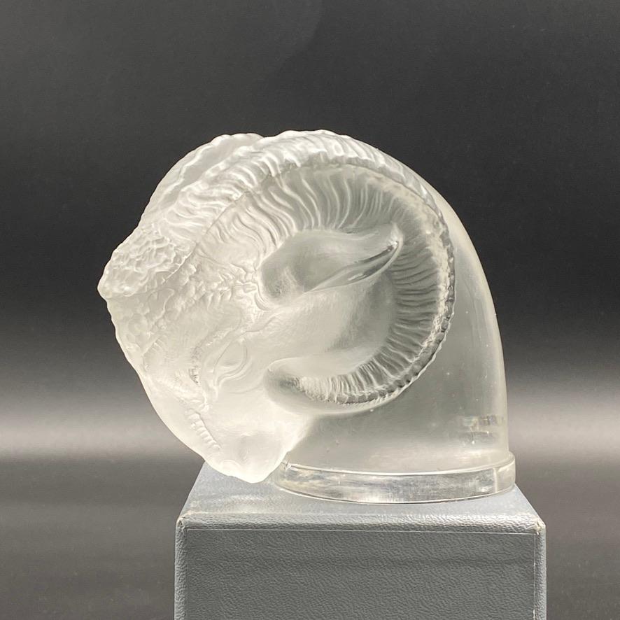 French A Rene lalique Ram Glass Art Deco Mascot For Sale