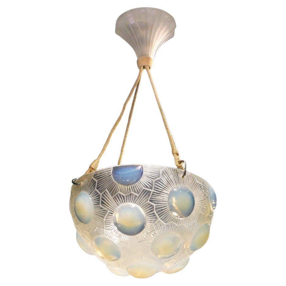 Rene Lalique Soleil Chandelier in Opalescent Glass