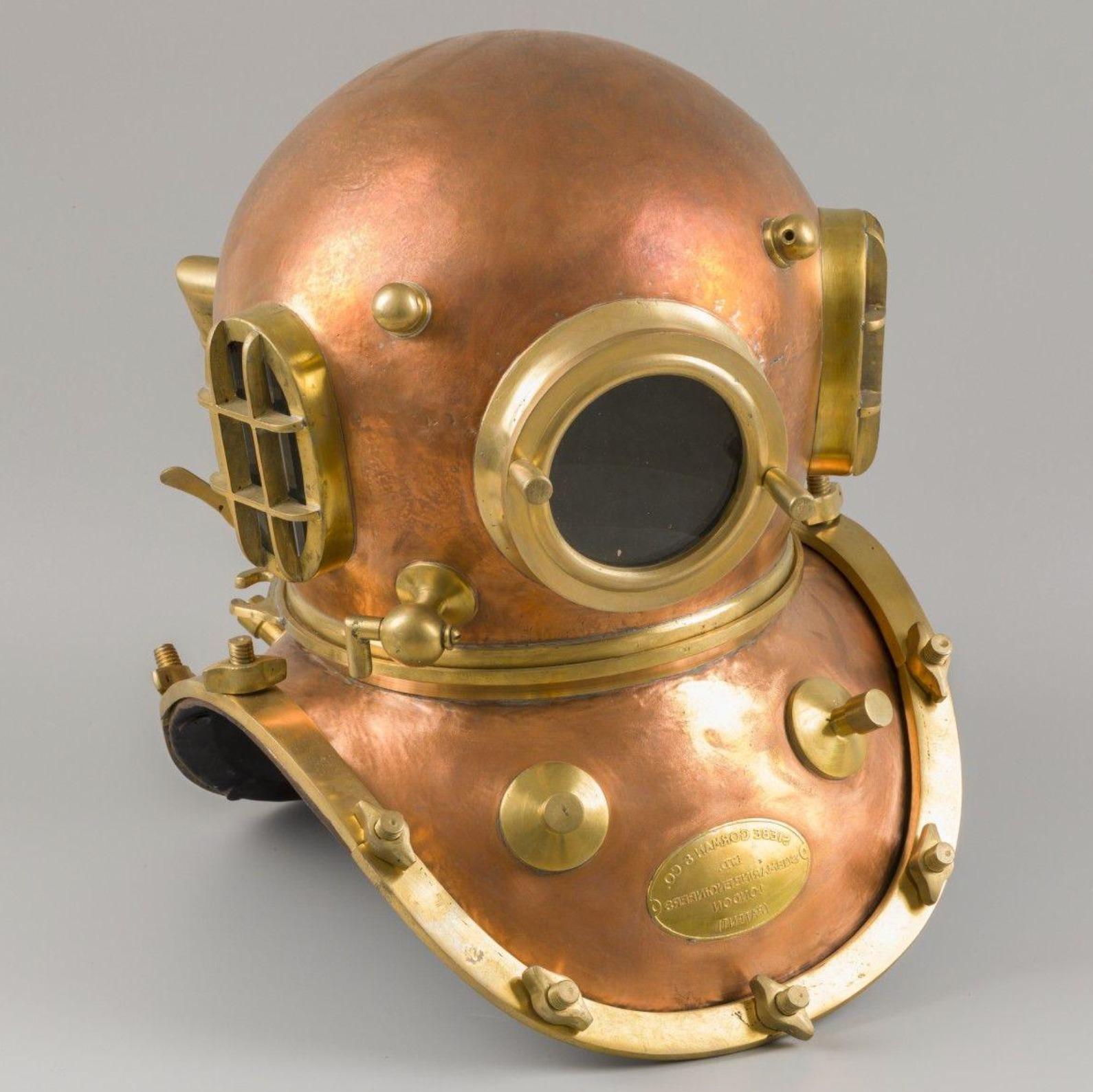 English Replica Brass 12-Bolt Siebe Gorman & Co. Diving Helmet