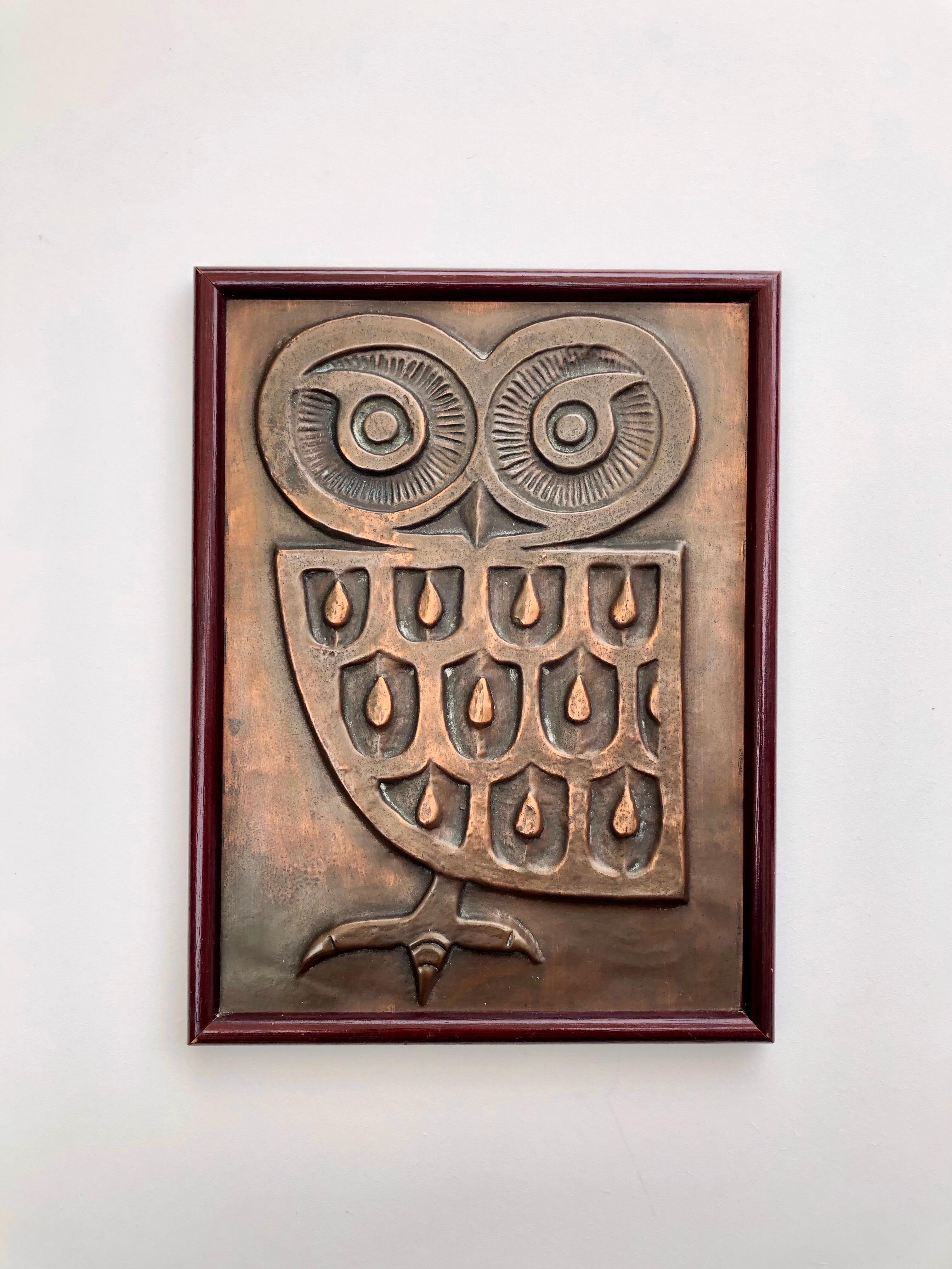 Mid-Century Modern A repoussage copper panel from the 1970s France. For Sale