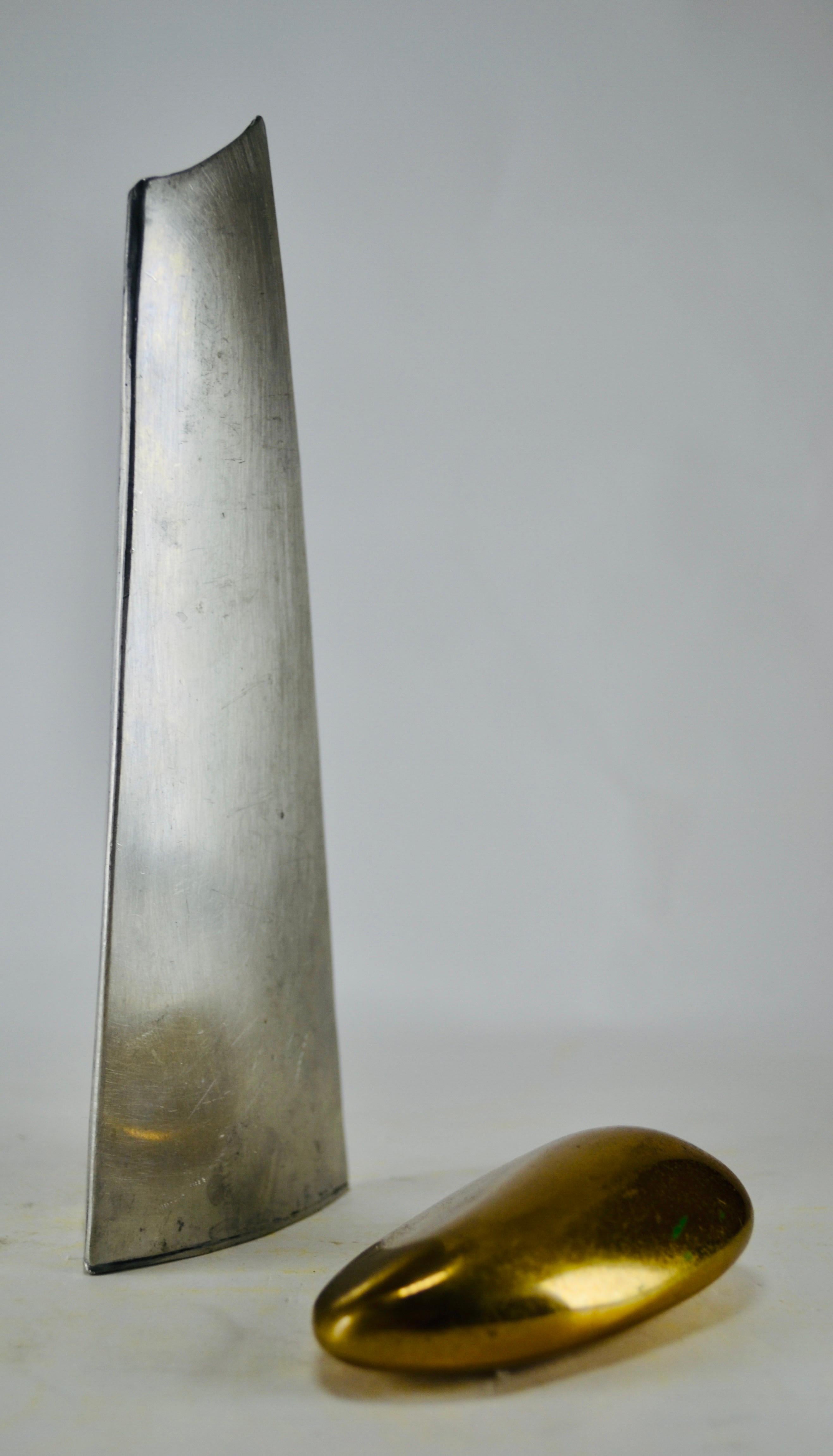 Repoussé A repoussé stainless steel vase France 1970 For Sale