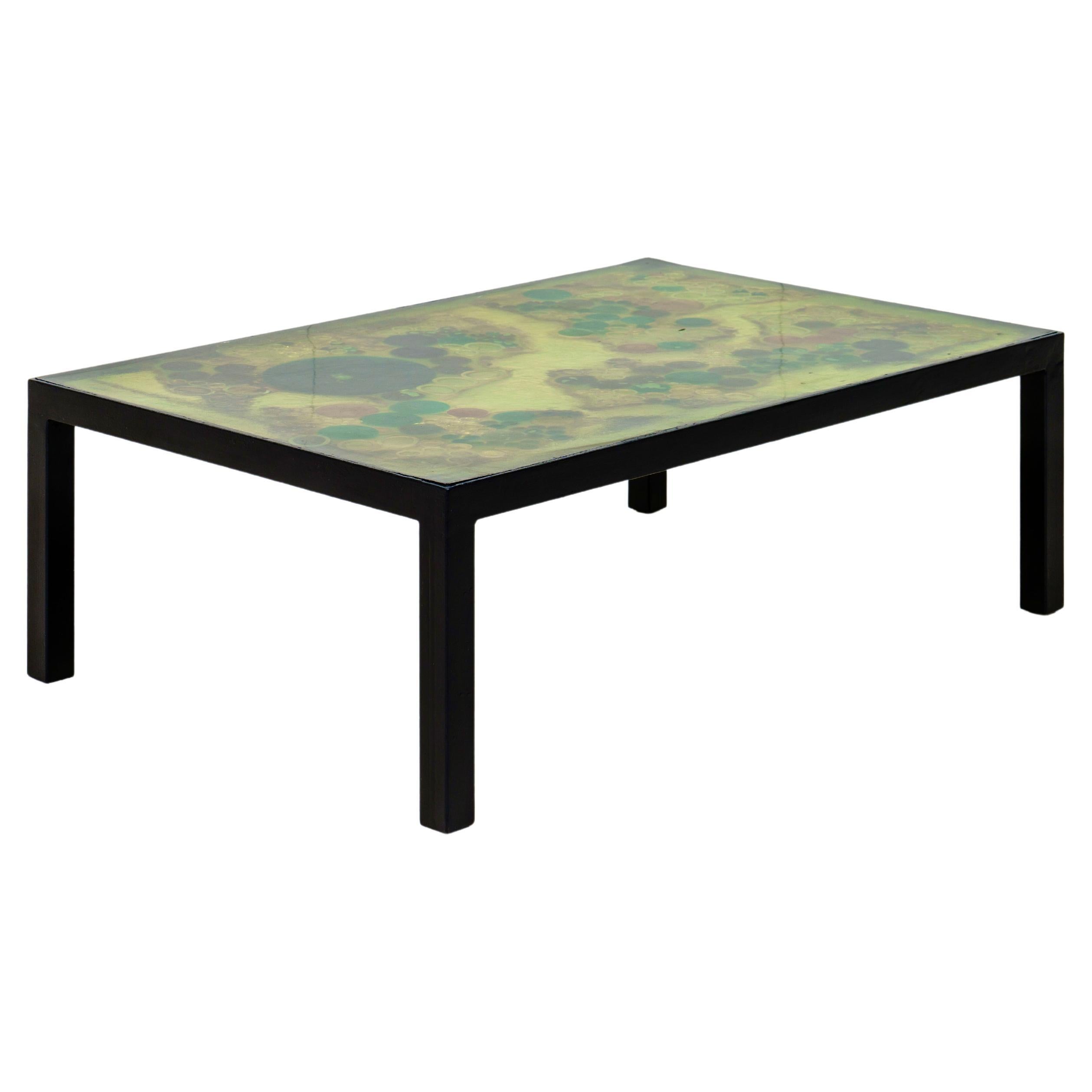 Resin and Black Metal Coffee Table France 70s