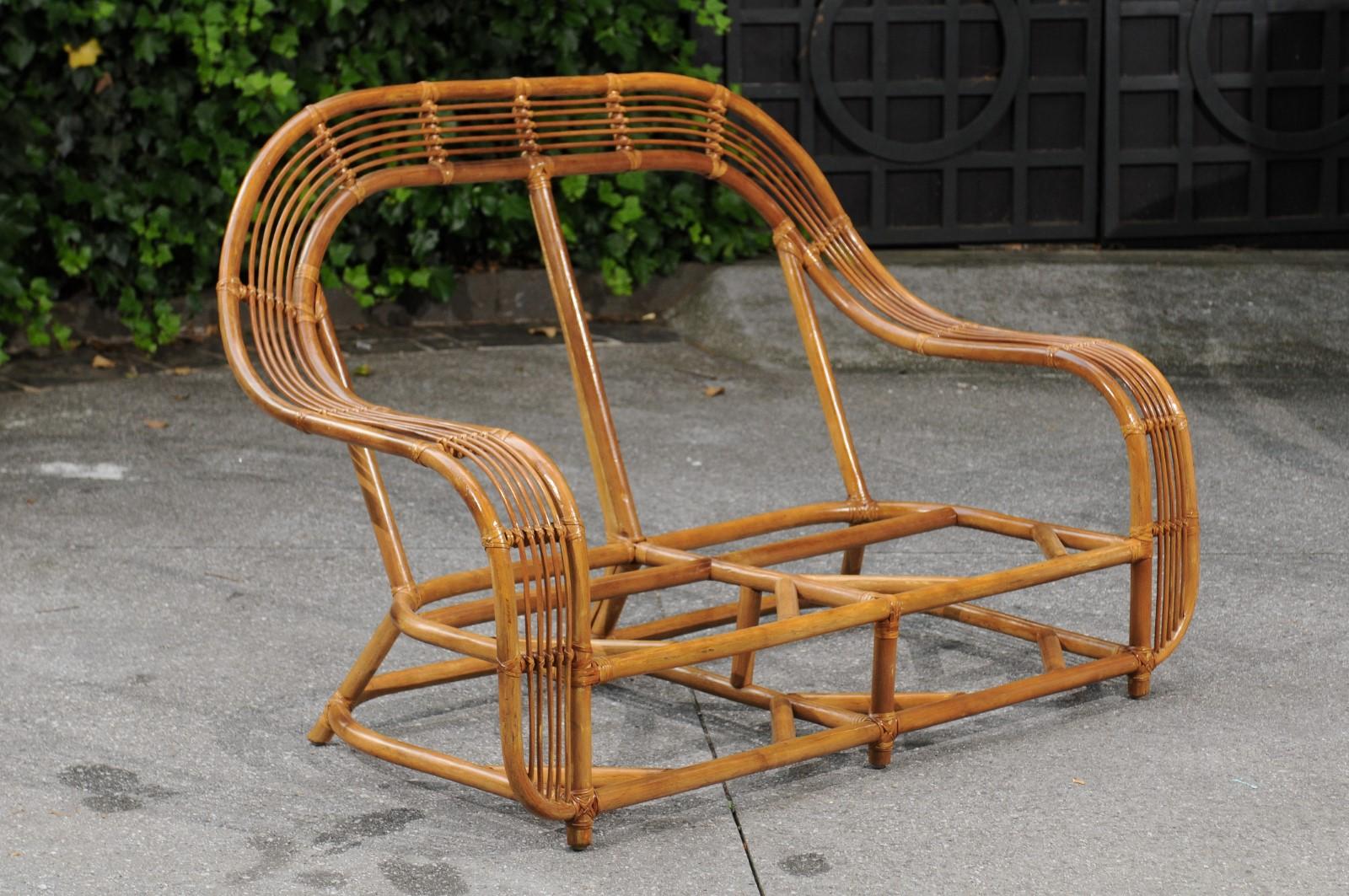 An incredibly rare pair of restored sofa frames by the Great Henry Olko for his Willow and Reed firm, circa 1978. These stunning examples are from Olko's boutique 