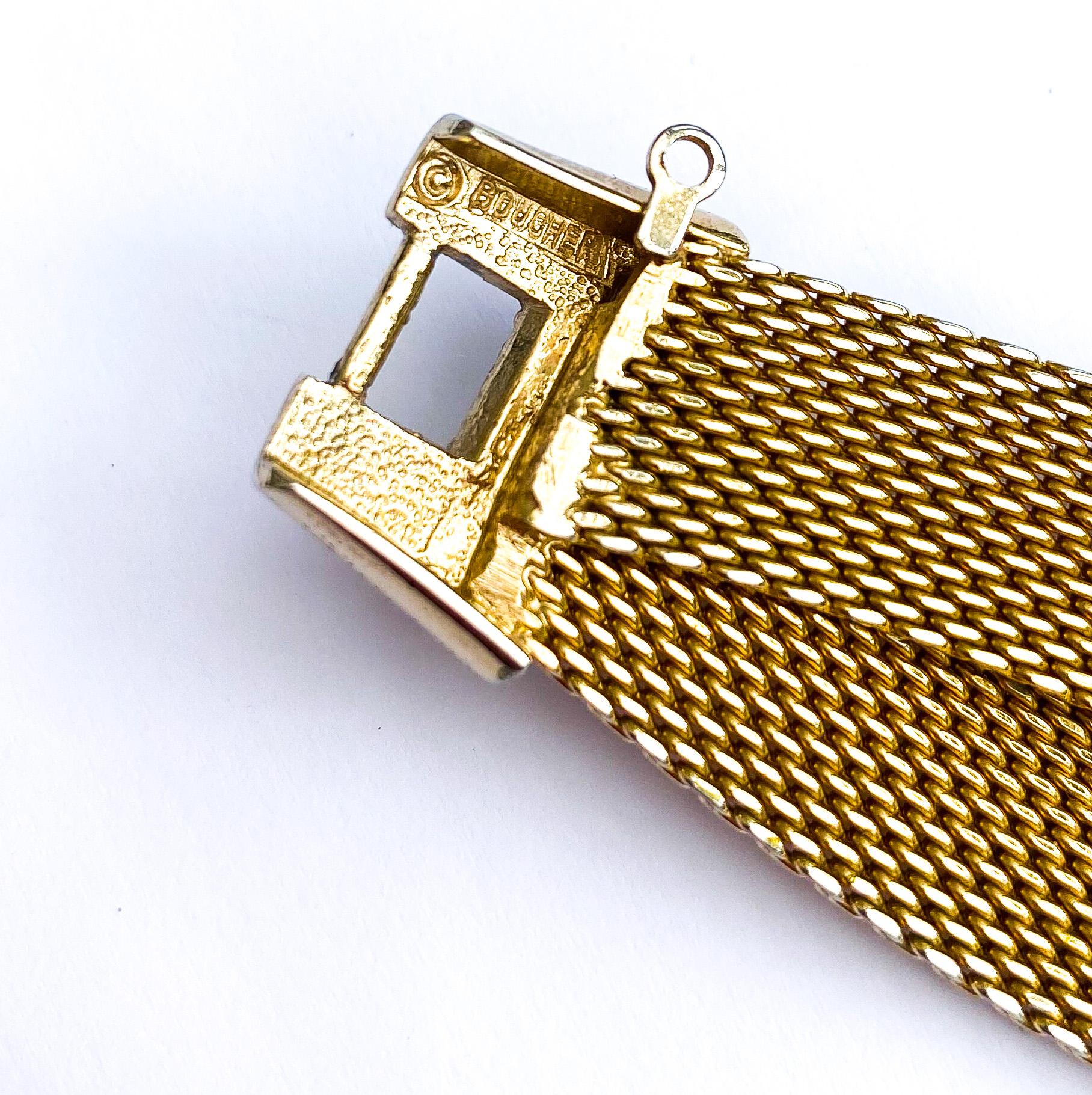 Bracciale in maglia dorata e pasta trasparente in stile retrò, Marcel Boucher, USA, anni '60. in vendita 2