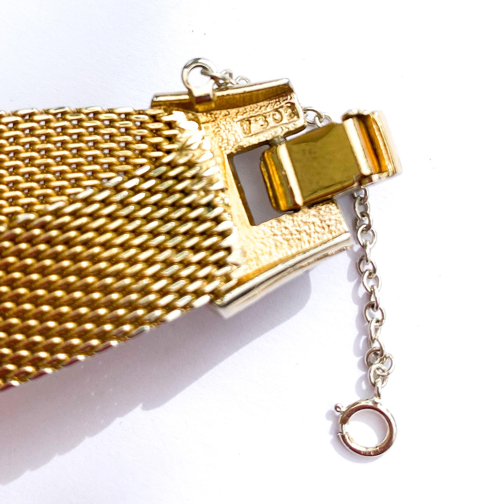 Bracciale in maglia dorata e pasta trasparente in stile retrò, Marcel Boucher, USA, anni '60. in vendita 3