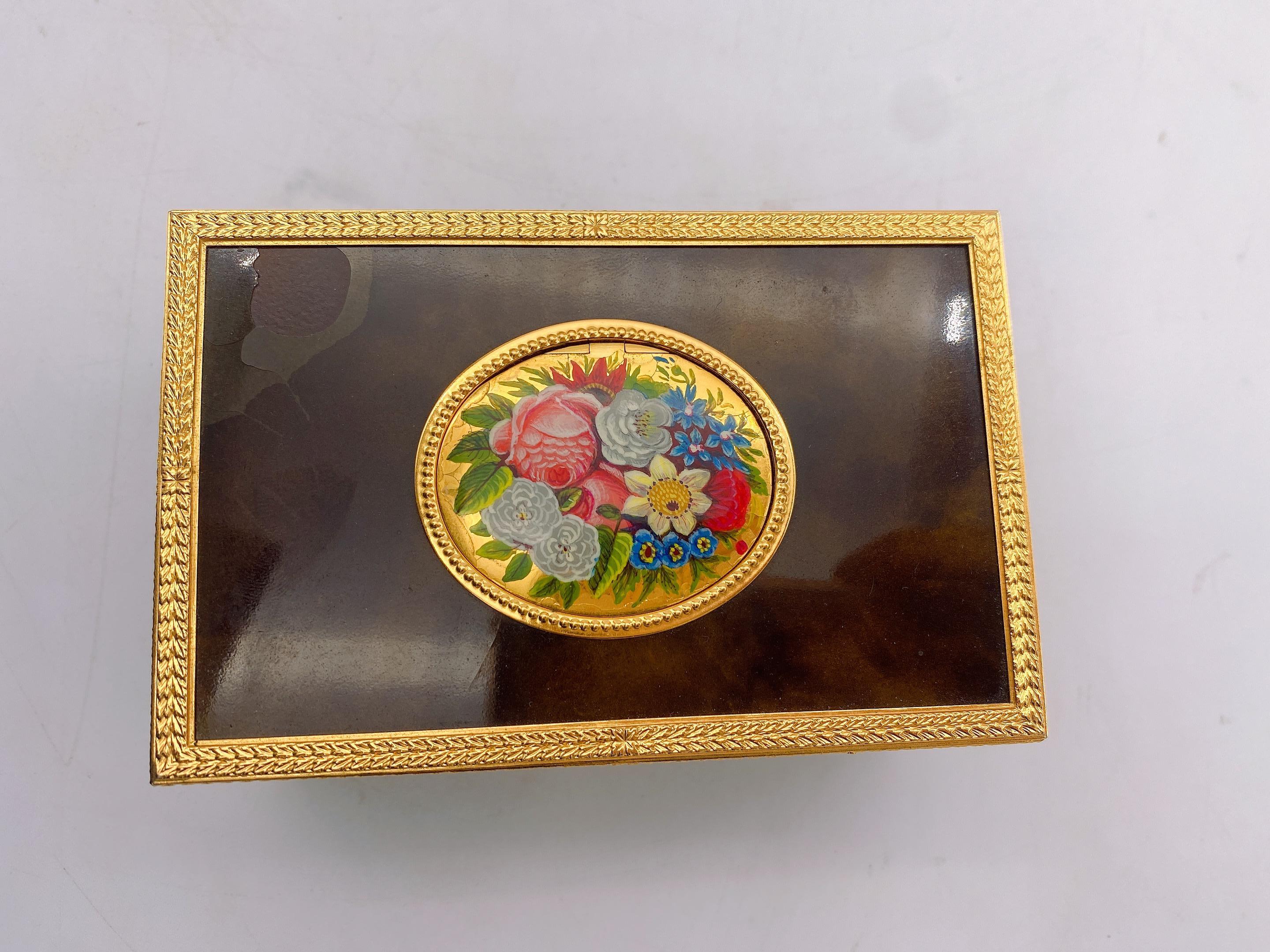 Reuge Enameled Music Box with Bird Automaton and Clock 1