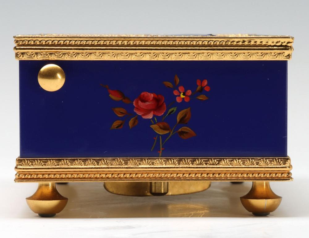 Reuge Enameled Music Box with Bird Automaton and Clock 2