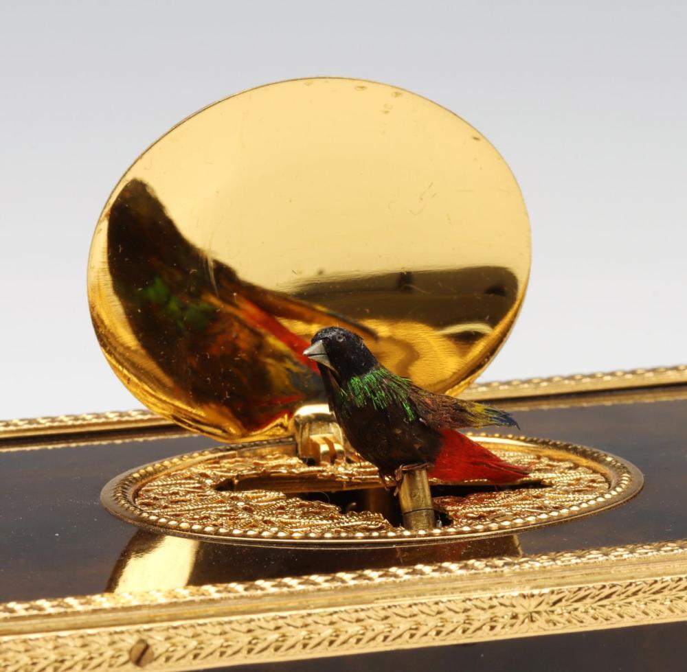 Reuge Enameled Music Box with Bird Automaton and Clock 4