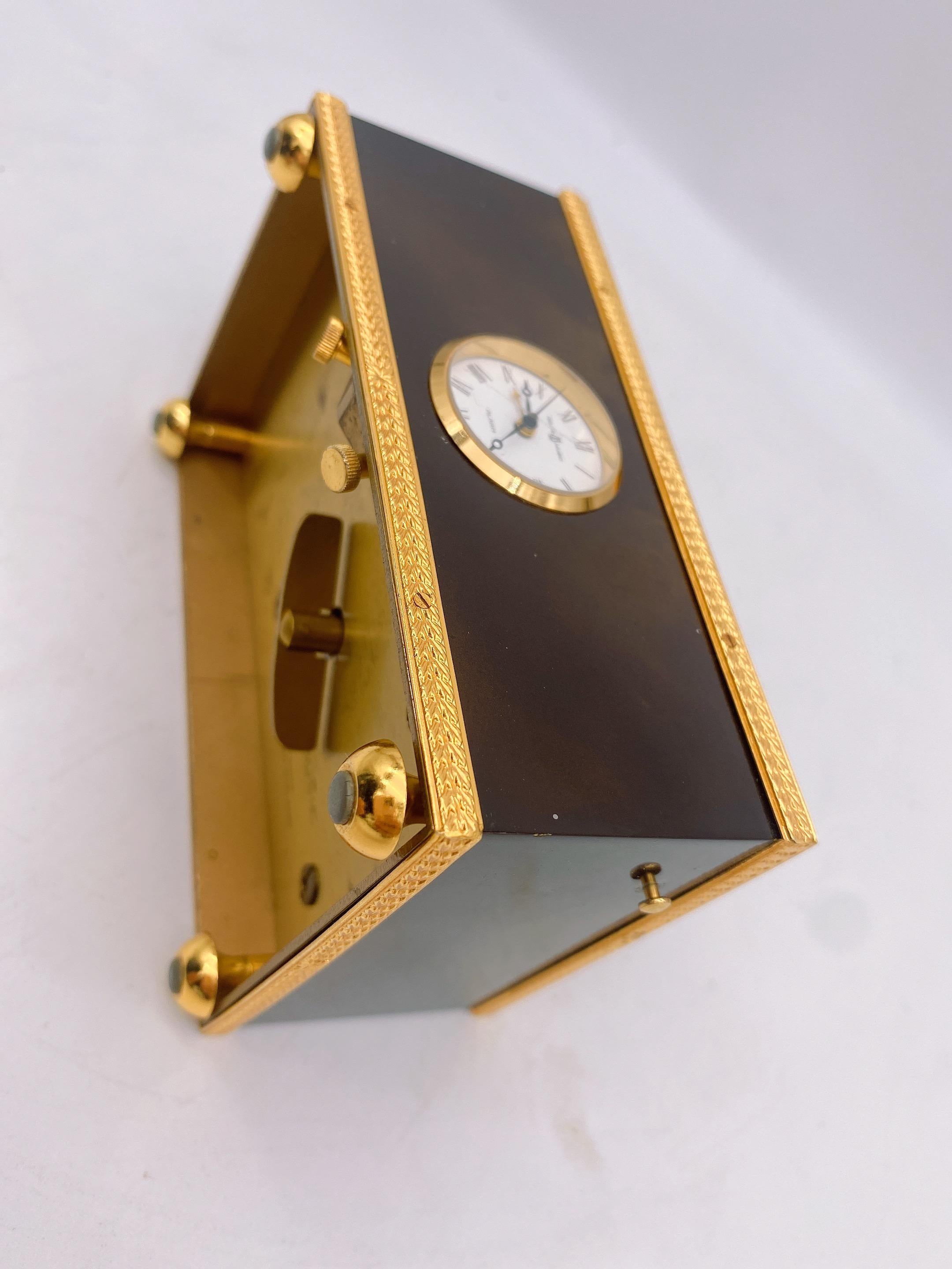 Hand-Carved Reuge Enameled Music Box with Bird Automaton and Clock