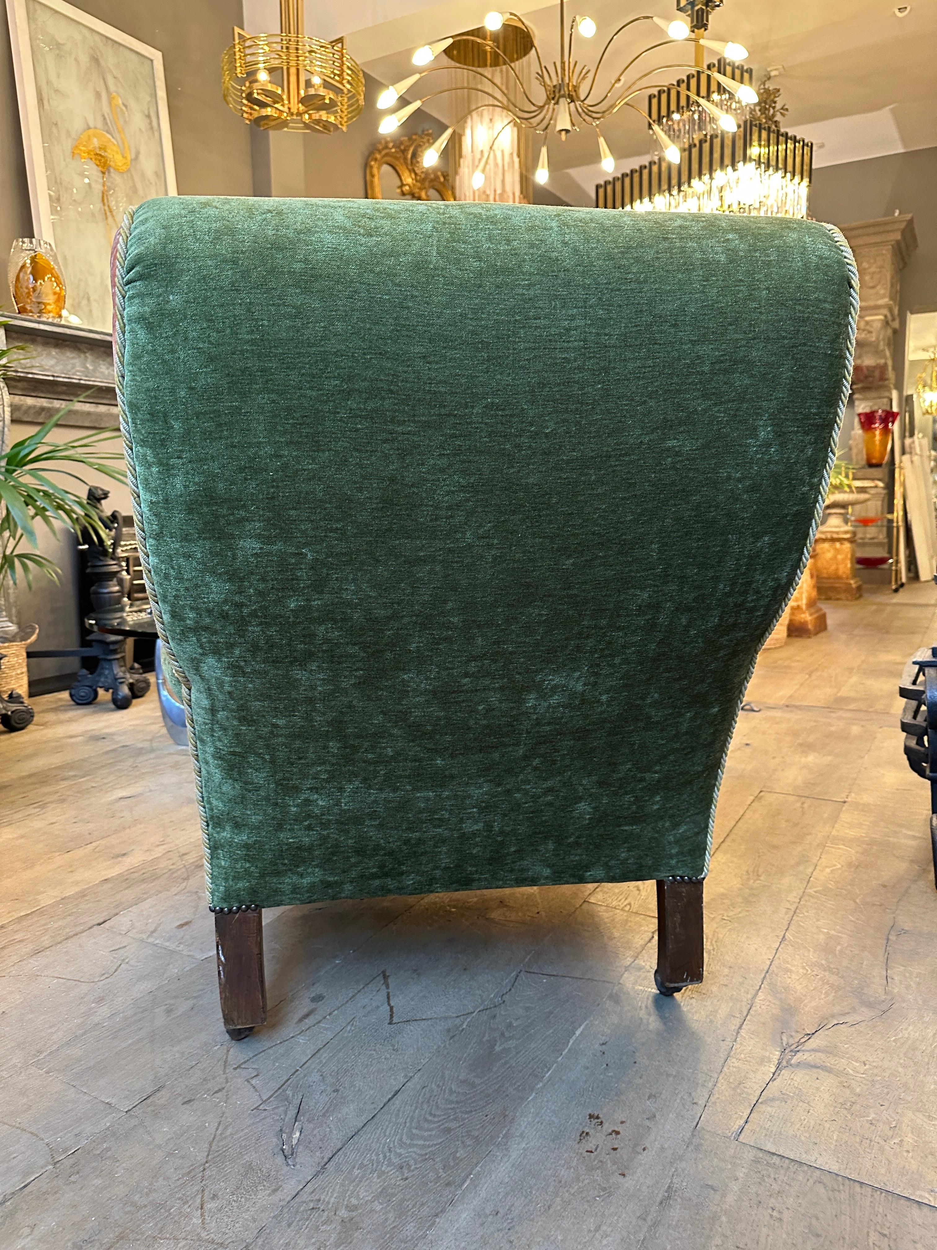 A Reupholstered Antique English Victorian Library Armchair  For Sale 5