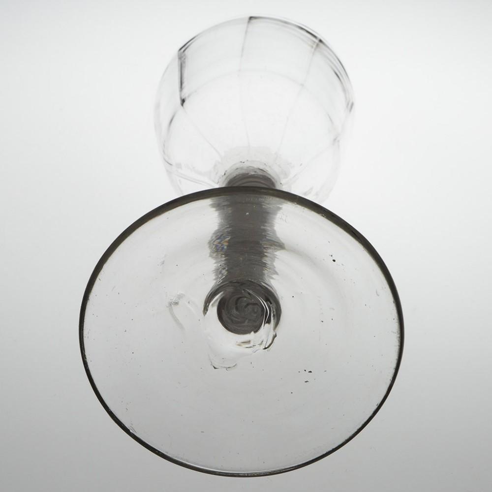 A Rib Moulded Opaque Twist Wine Glass, c1760 In Good Condition For Sale In Tunbridge Wells, GB