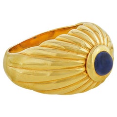 Ribbed Gold and Cabochon Sapphire Ring by Cartier