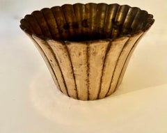 Ribbed Solid Brass Planter or Desk Container