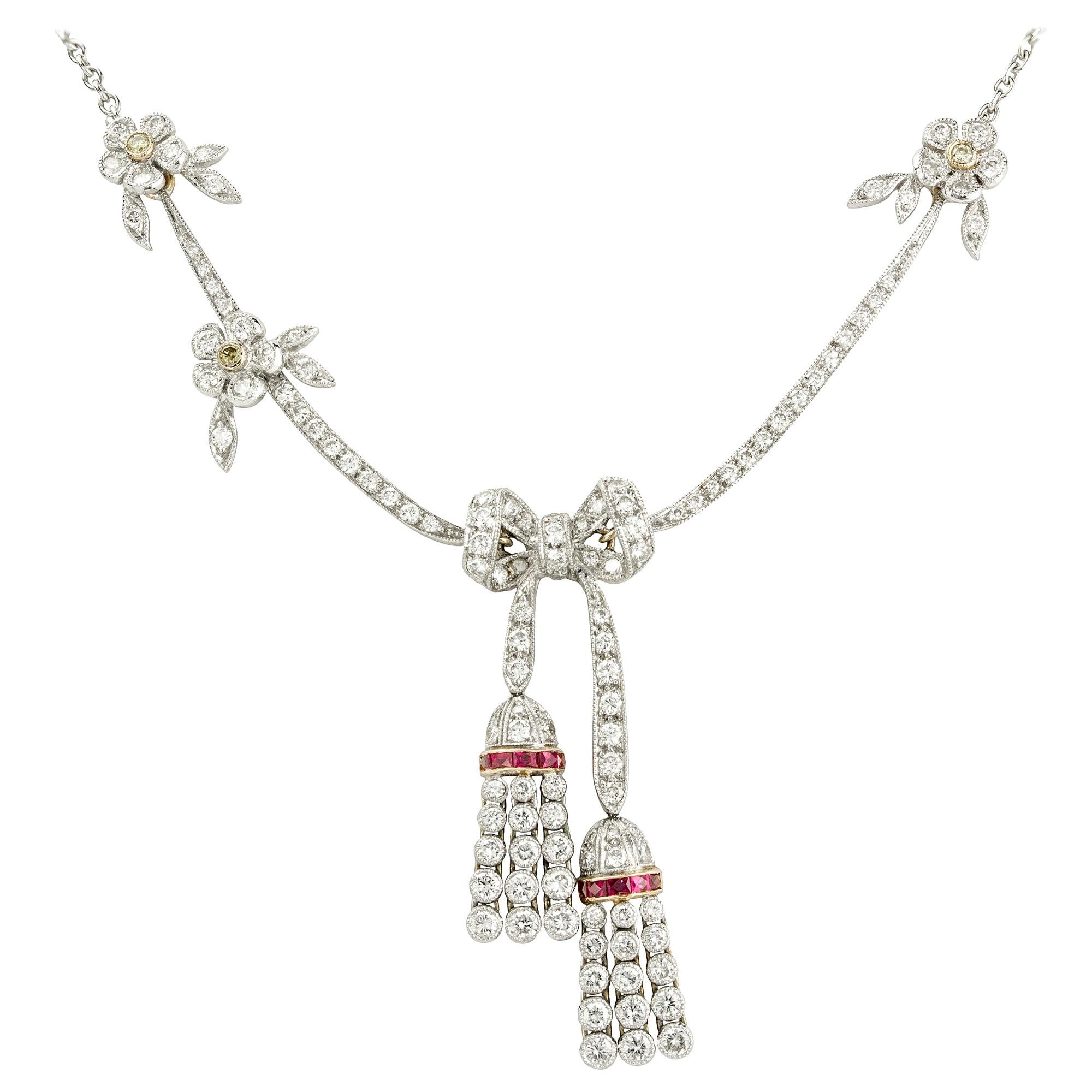Enchanting Antique Diamond Fringe Necklace at 1stDibs