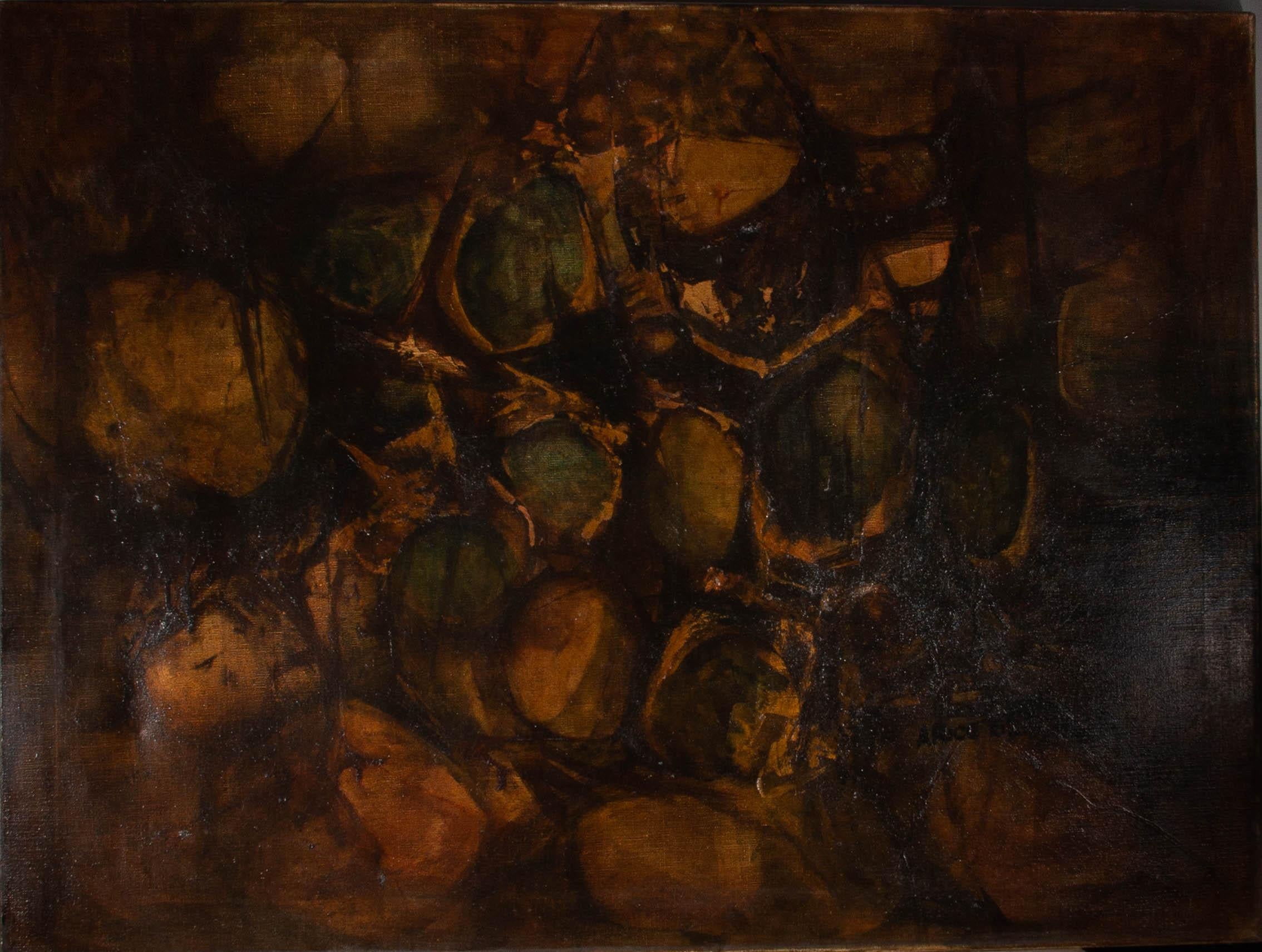 A. Rice - 1962 Oil, Shapes In Brown 1