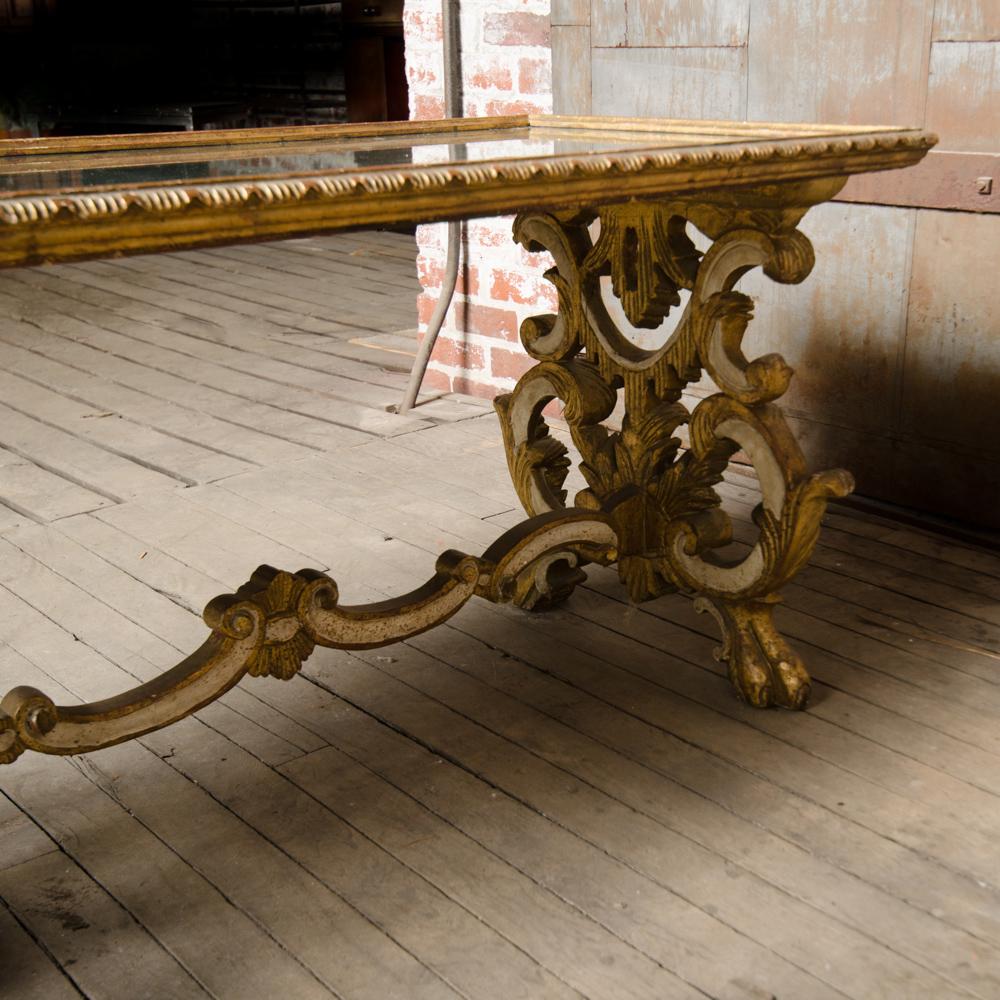 Richly Carved Mirror Top Giltwood Coffee Table, French, nineteenth century. 1