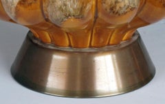 Richly-Colored American 1960s Gourd-Form Drip-Glaze Lamp
