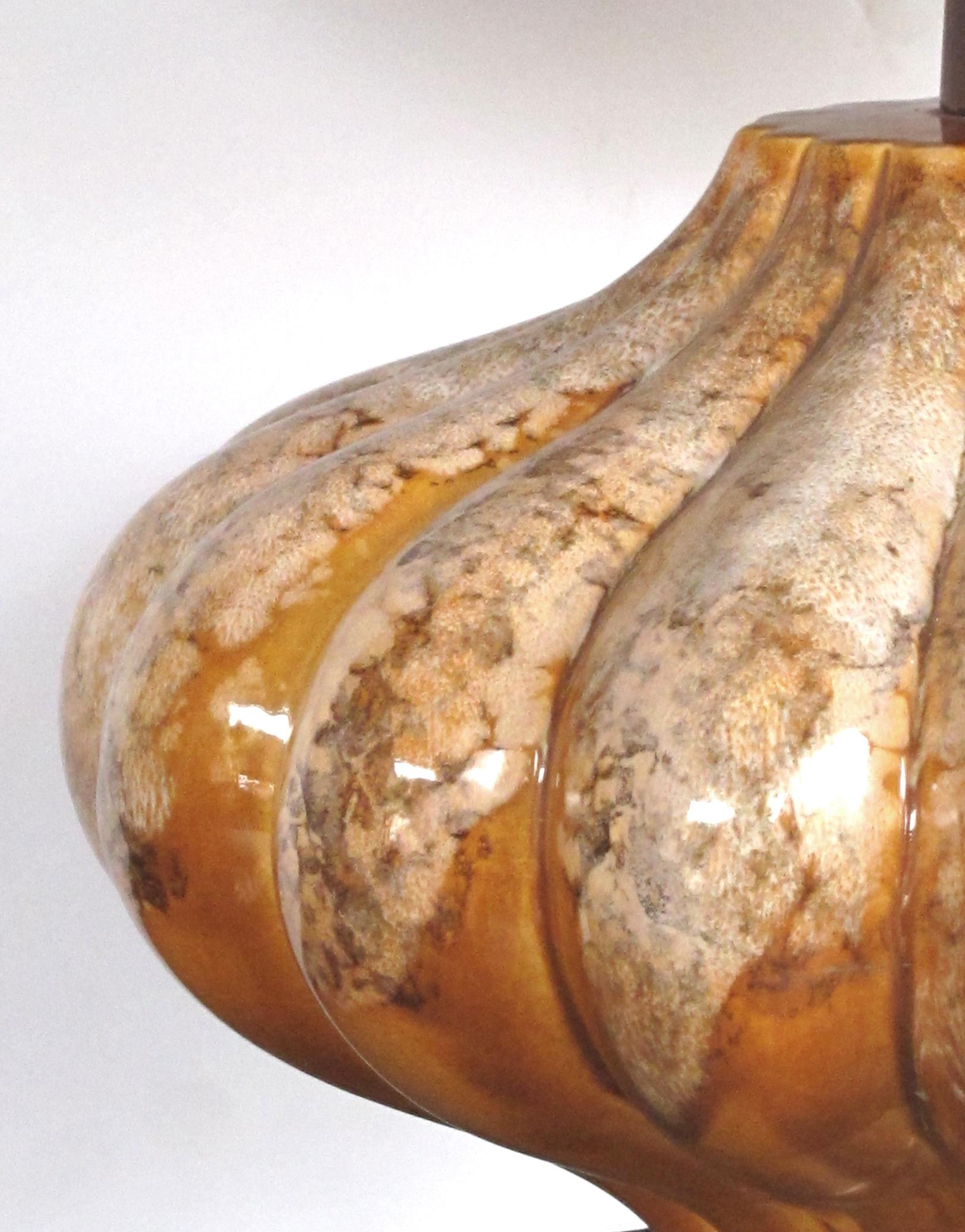 Modern A Richly-colored American 1960's Gourd-form Drip-glaze Lamp For Sale