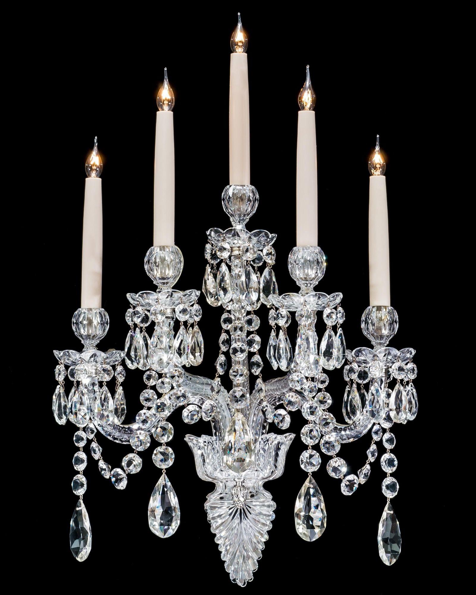 A Richly Cut Pair Of Victorian Wall Sconces By F&C Osler In Good Condition For Sale In Steyning, West sussex