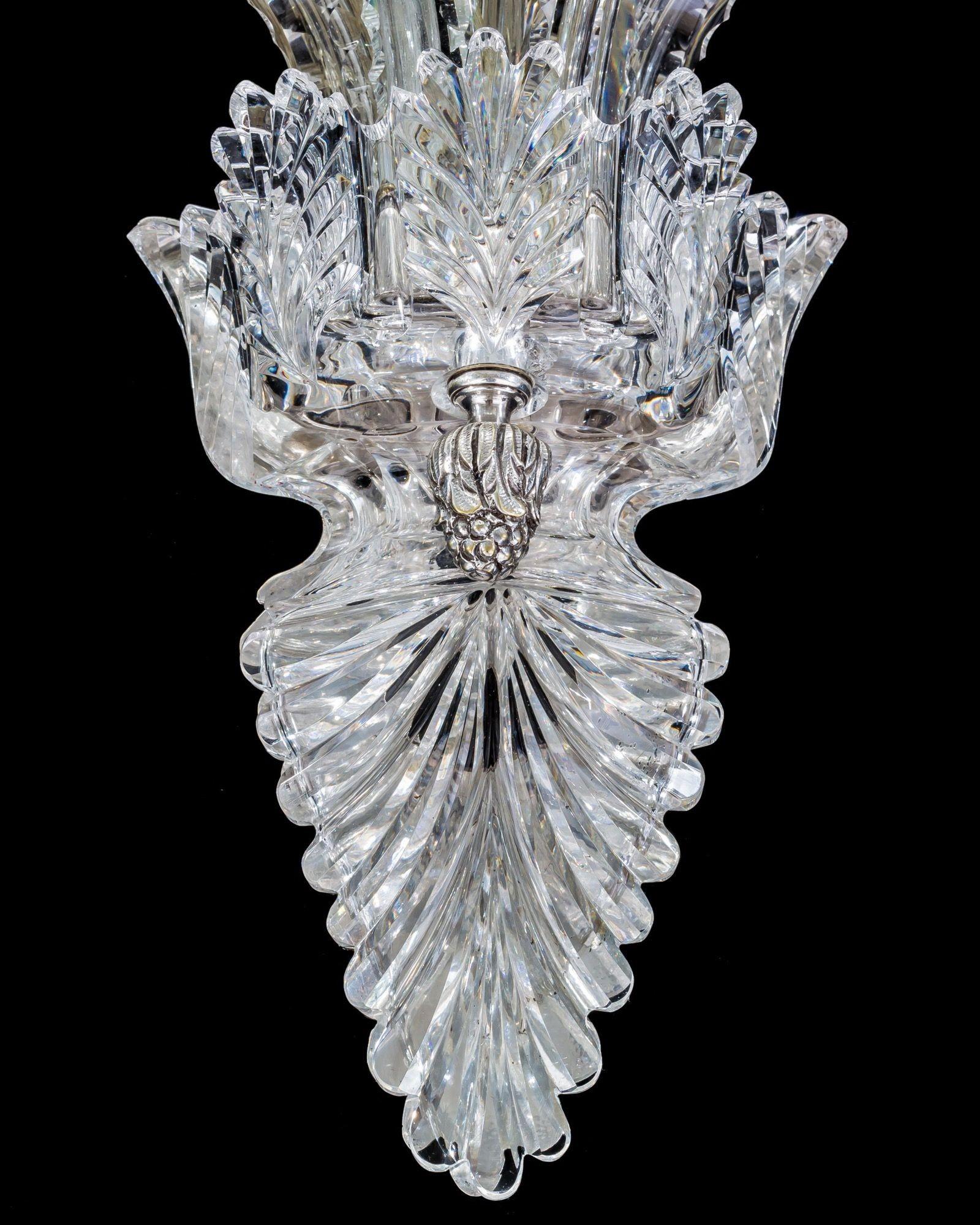 19th Century A Richly Cut Pair Of Victorian Wall Sconces By F&C Osler For Sale
