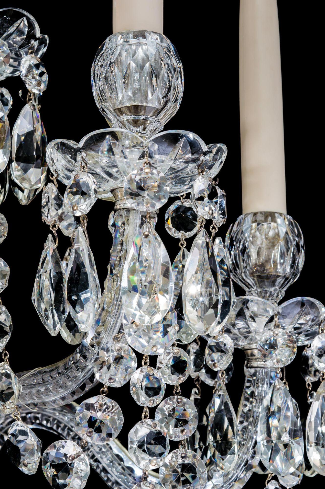 Cut Glass A Richly Cut Pair Of Victorian Wall Sconces By F&C Osler For Sale