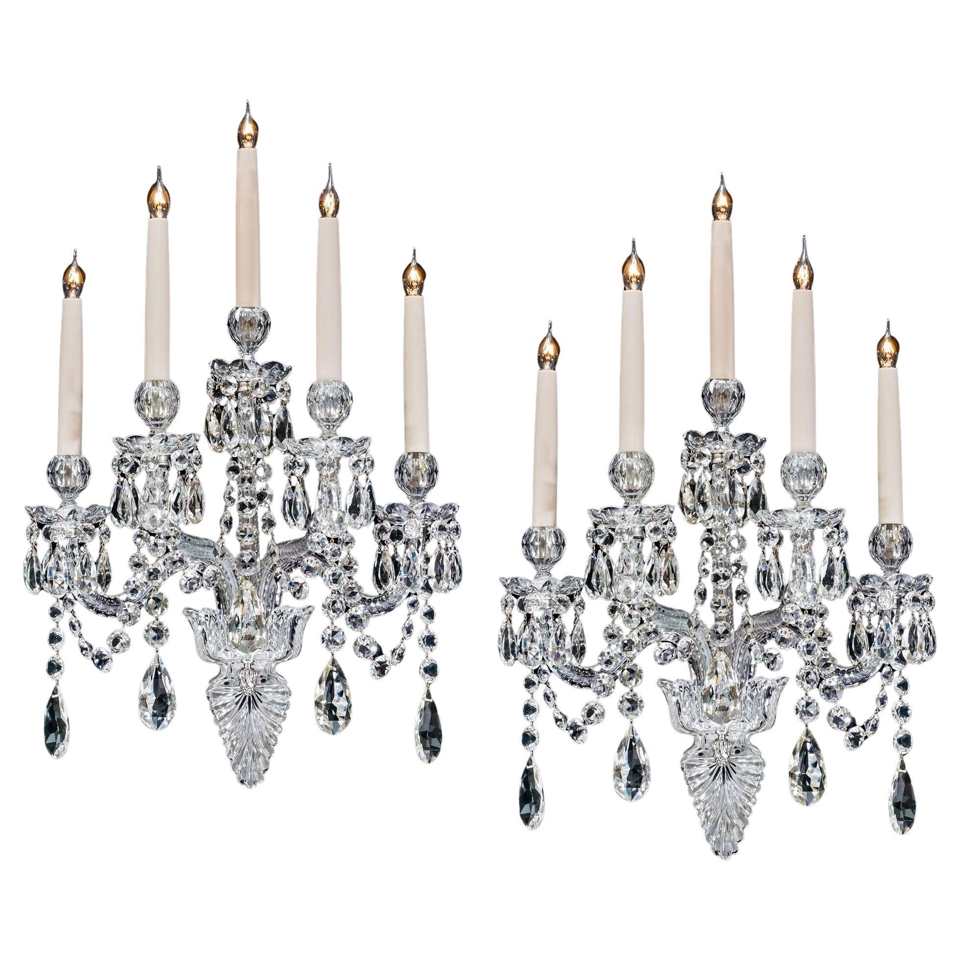 A Richly Cut Pair Of Victorian Wall Sconces By F&C Osler For Sale
