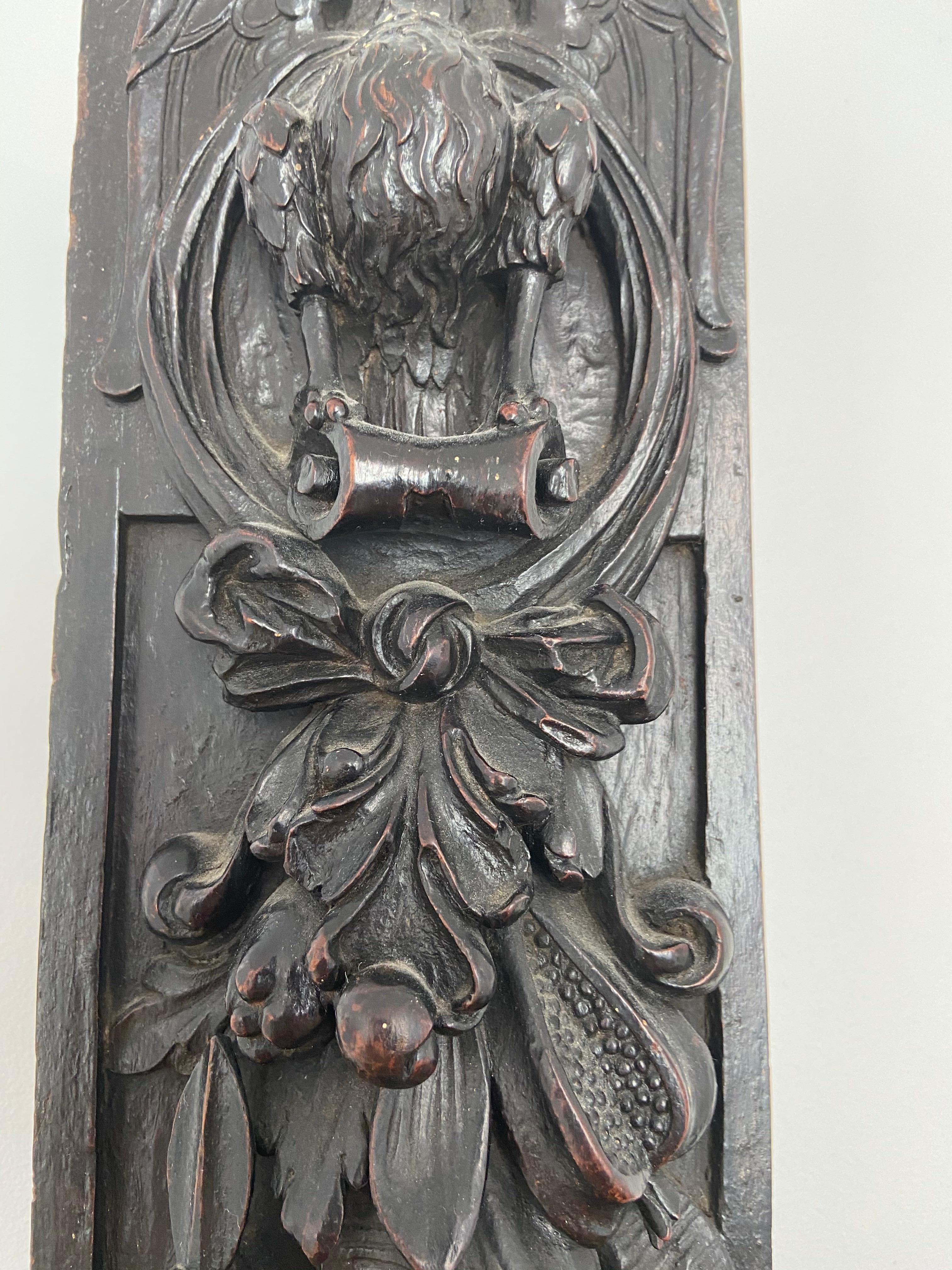 Richly Decorated Wooden Lock Plate, Renaissance, 17th Century, Flanders For Sale 5