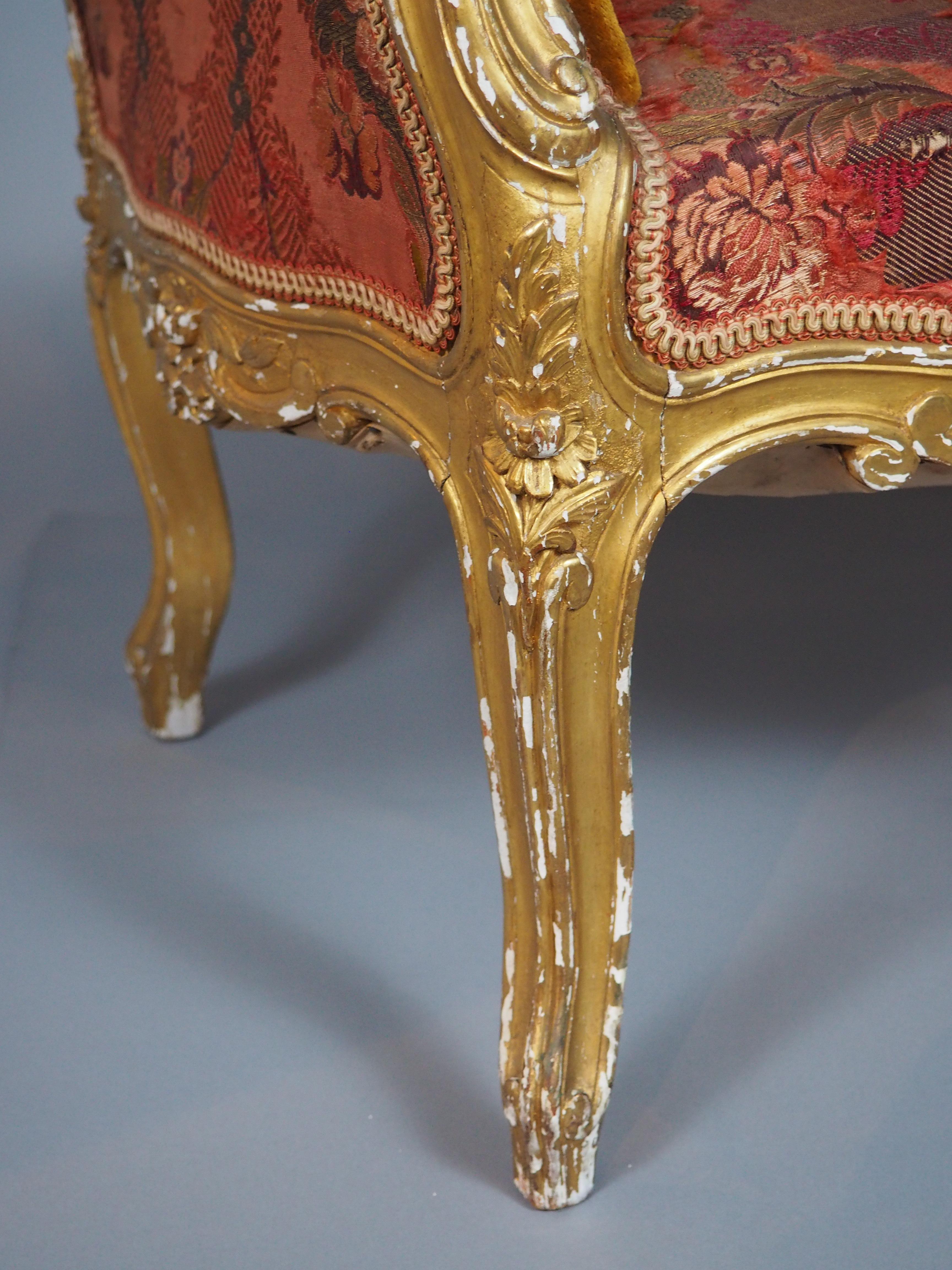 Eine reich geschnitzte CIRCA 1850 Französisch Louis XV Stil Giltwood Banquette im Angebot 3