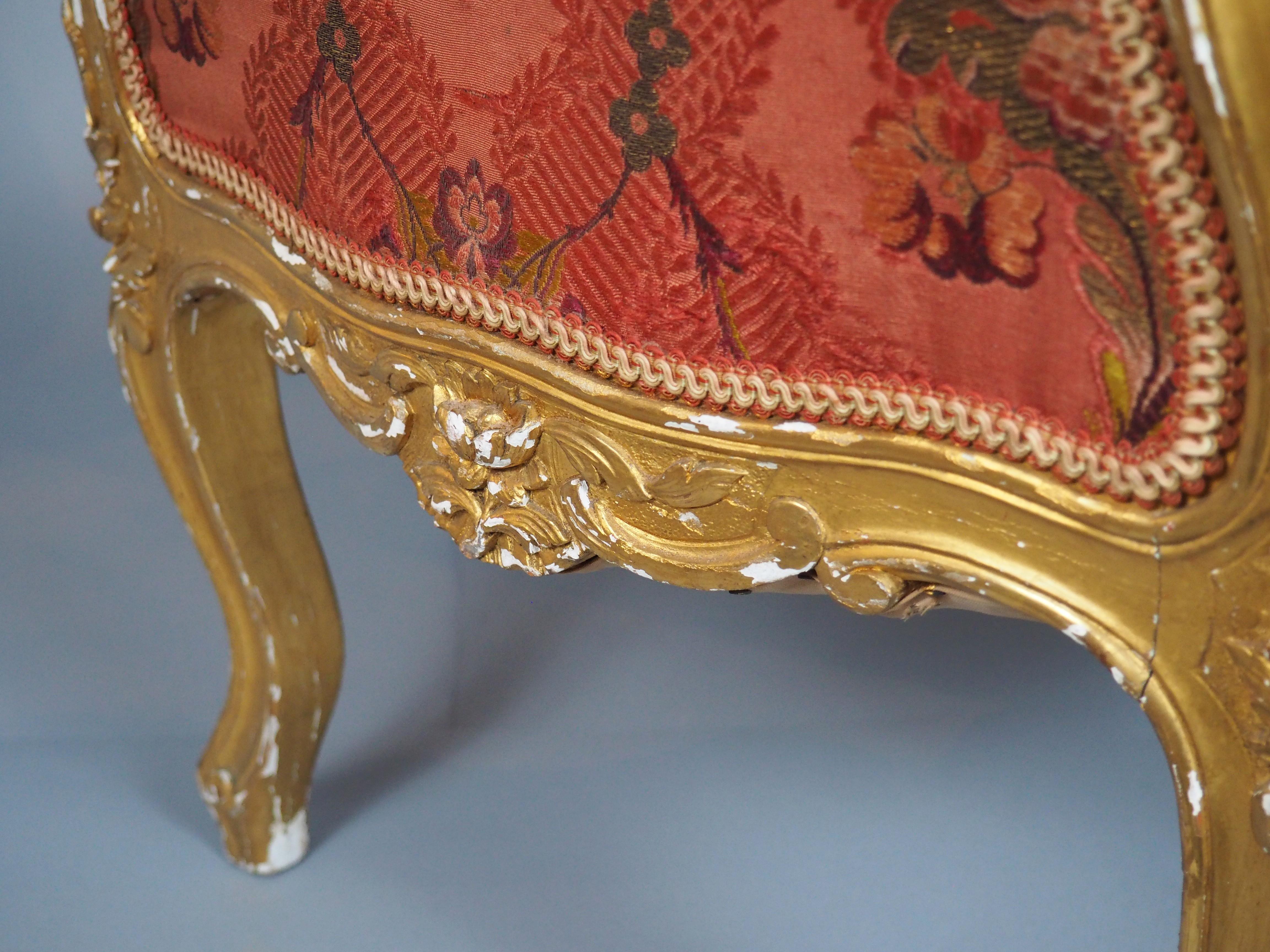 Eine reich geschnitzte CIRCA 1850 Französisch Louis XV Stil Giltwood Banquette im Angebot 5