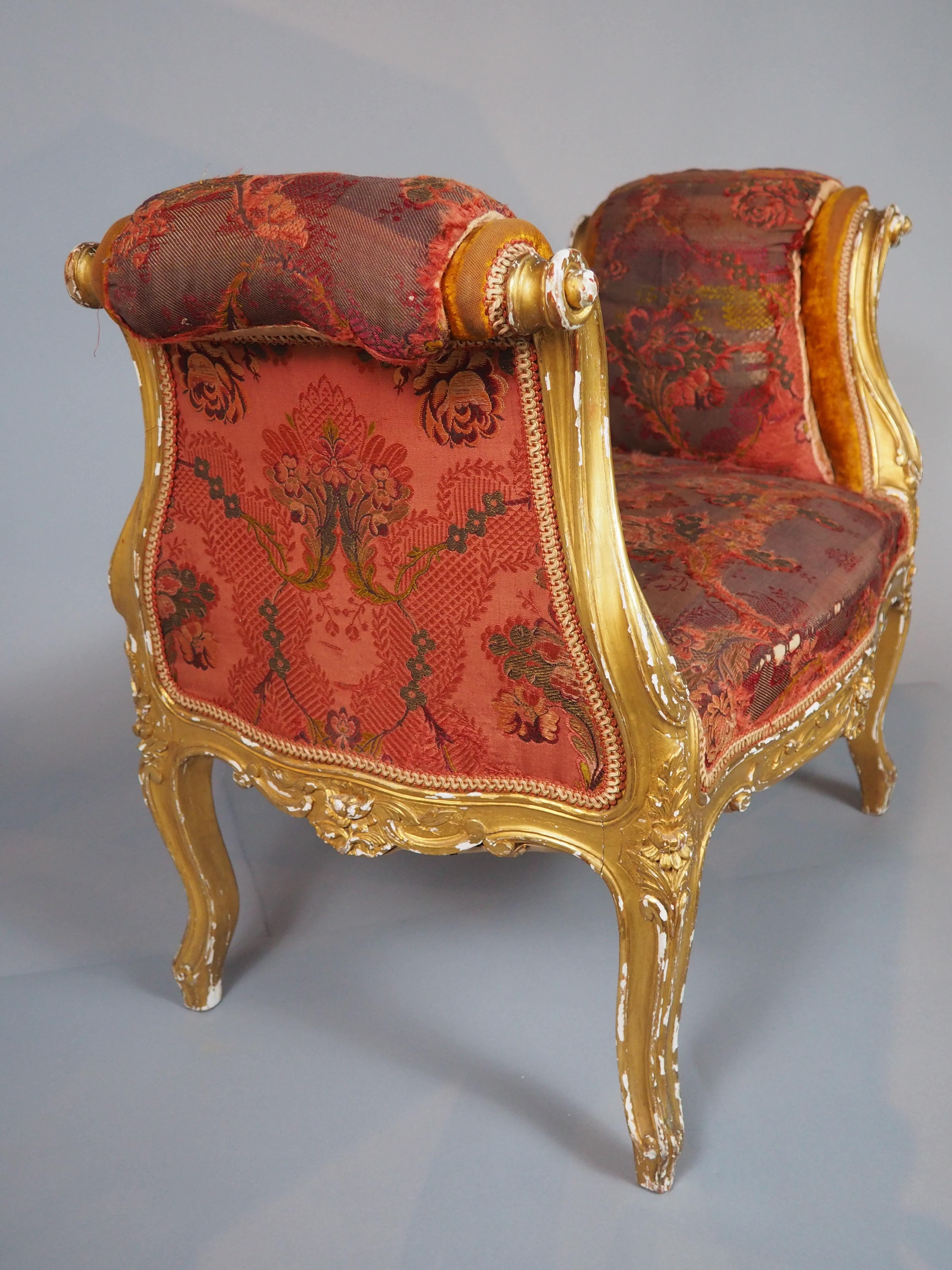 Eine reich geschnitzte CIRCA 1850 Französisch Louis XV Stil Giltwood Banquette im Angebot 6