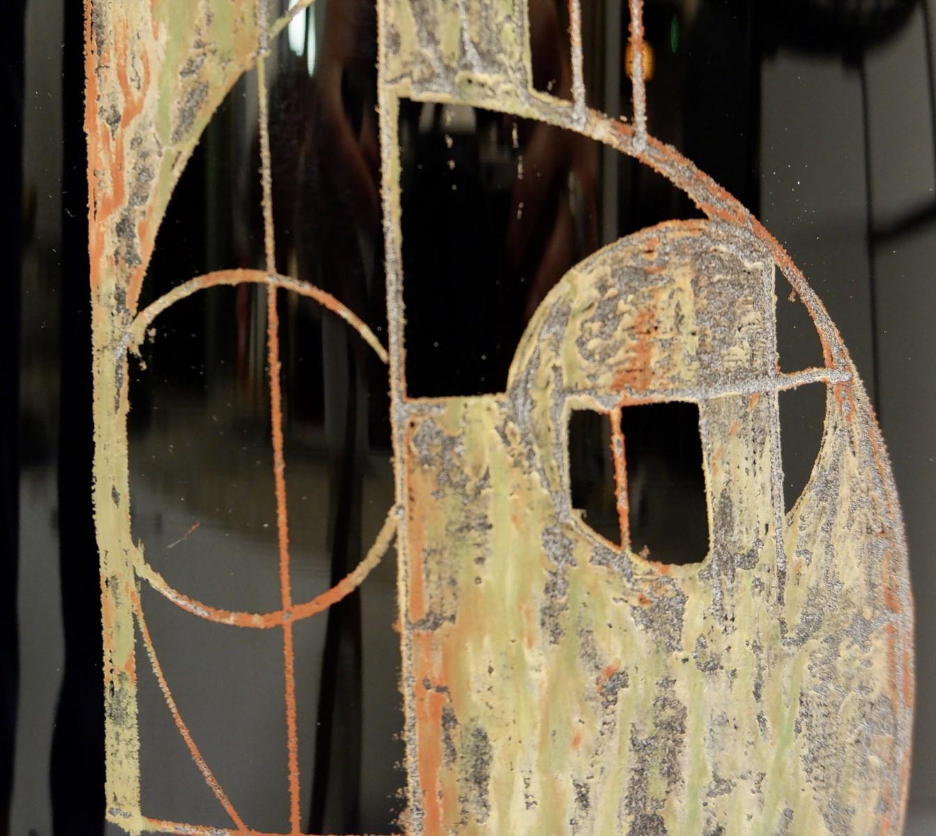 A. Vaso cilindrico in vetro nero inciso di A. Riecke Firmato e datato XX secolo In condizioni buone in vendita a Brussels, BE